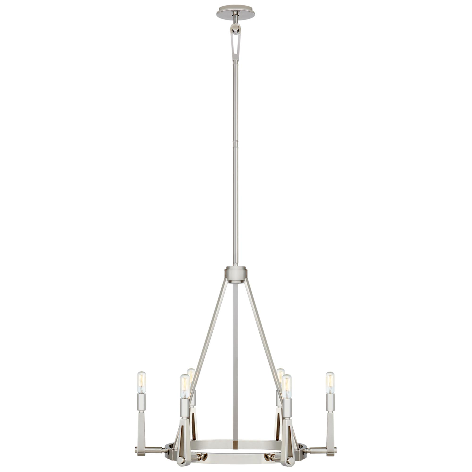 Visual Comfort Signature Collection TOB5510PN Thomas O'Brien Alpha 6 Light 27 inch Polished Nickel Chandelier Ceiling Light in (None), Medium