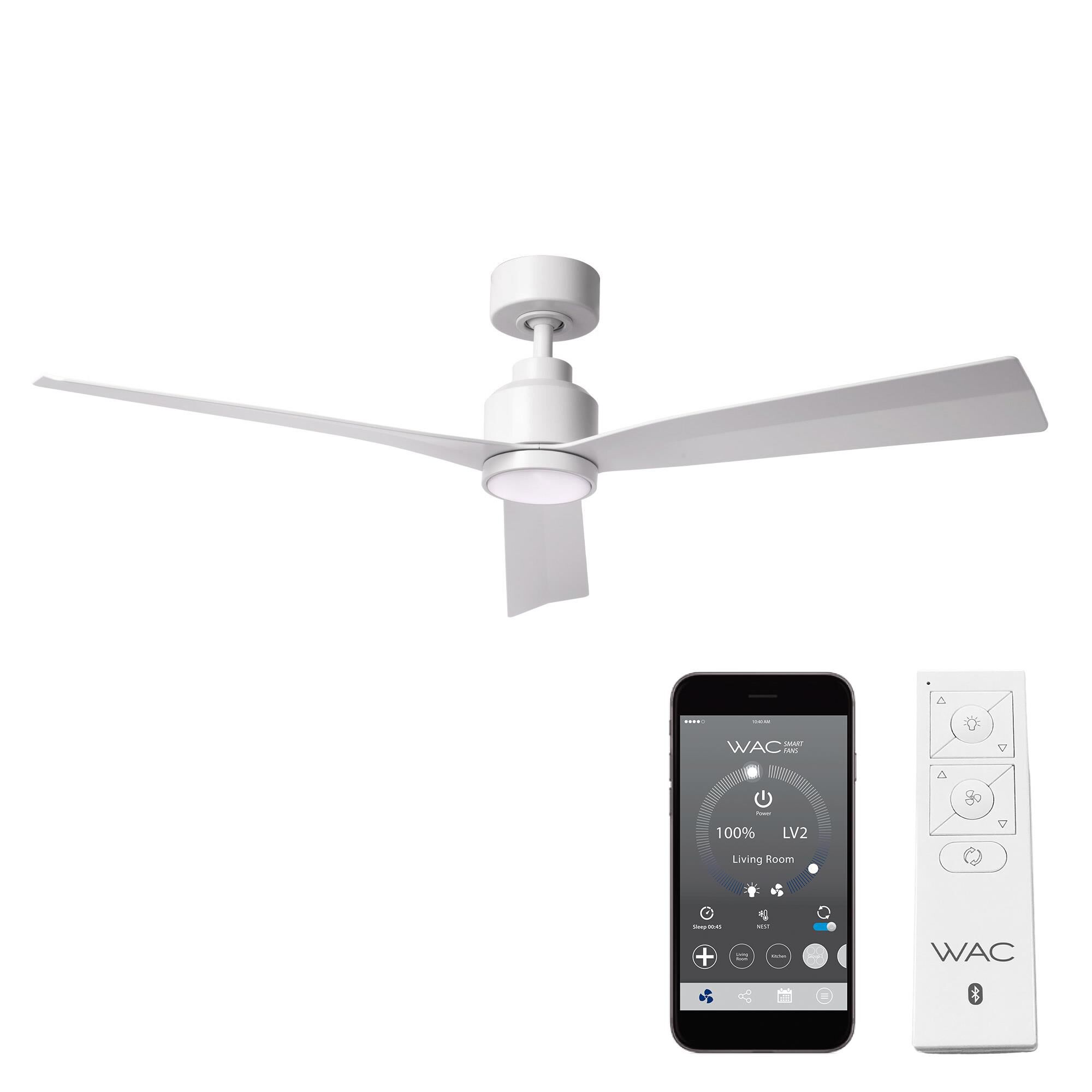 Photos - Fan WAC Lighting Clean 52 Inch Ceiling  Clean - F-003L-MW - Modern Contemporary F-003L-MW