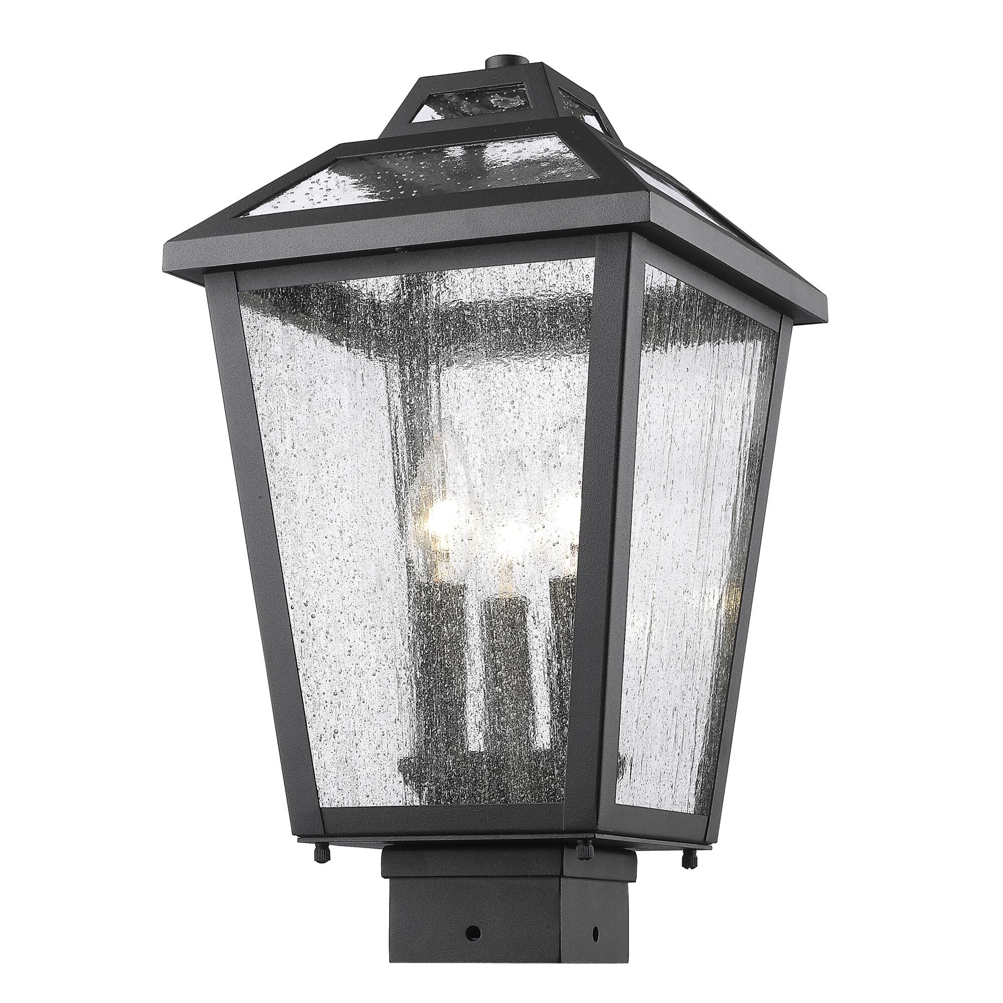 Photos - Floodlight / Garden Lamps Z-Lite Bayland 16 Inch Tall 3 Light Outdoor Post Lamp Bayland - 539PHMS-BK