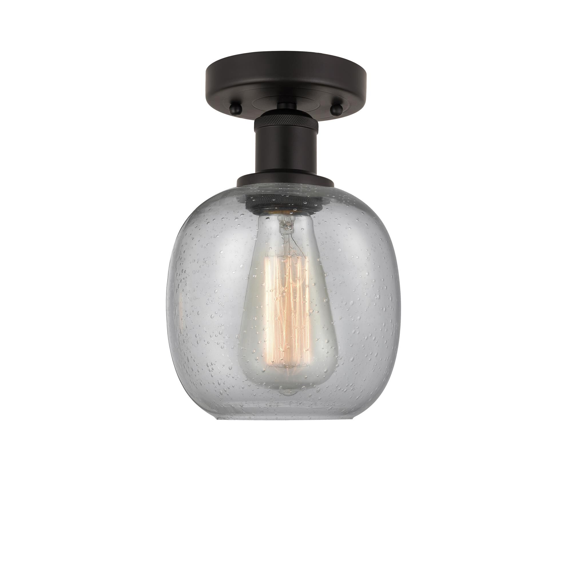 Shown in Oil Rubbed Bronze finish and Seedy glass