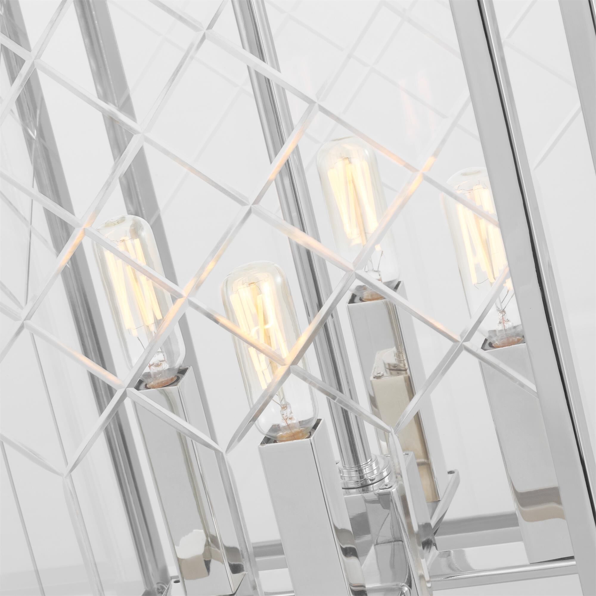 Shown in Polished Nickel finish and Clear With Diamond Cut Pattern glass