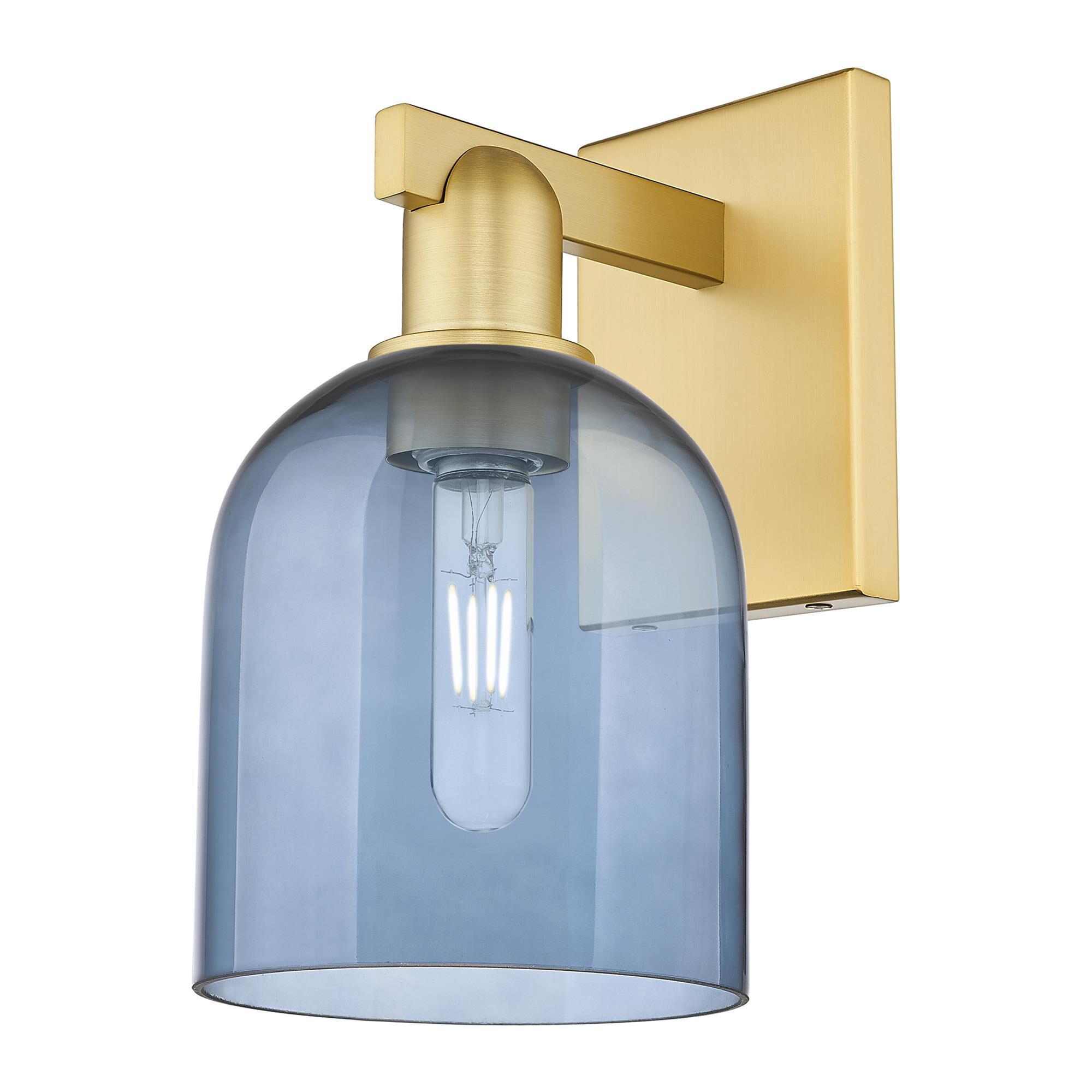 Shown in Satin Gold finish and Blue glass