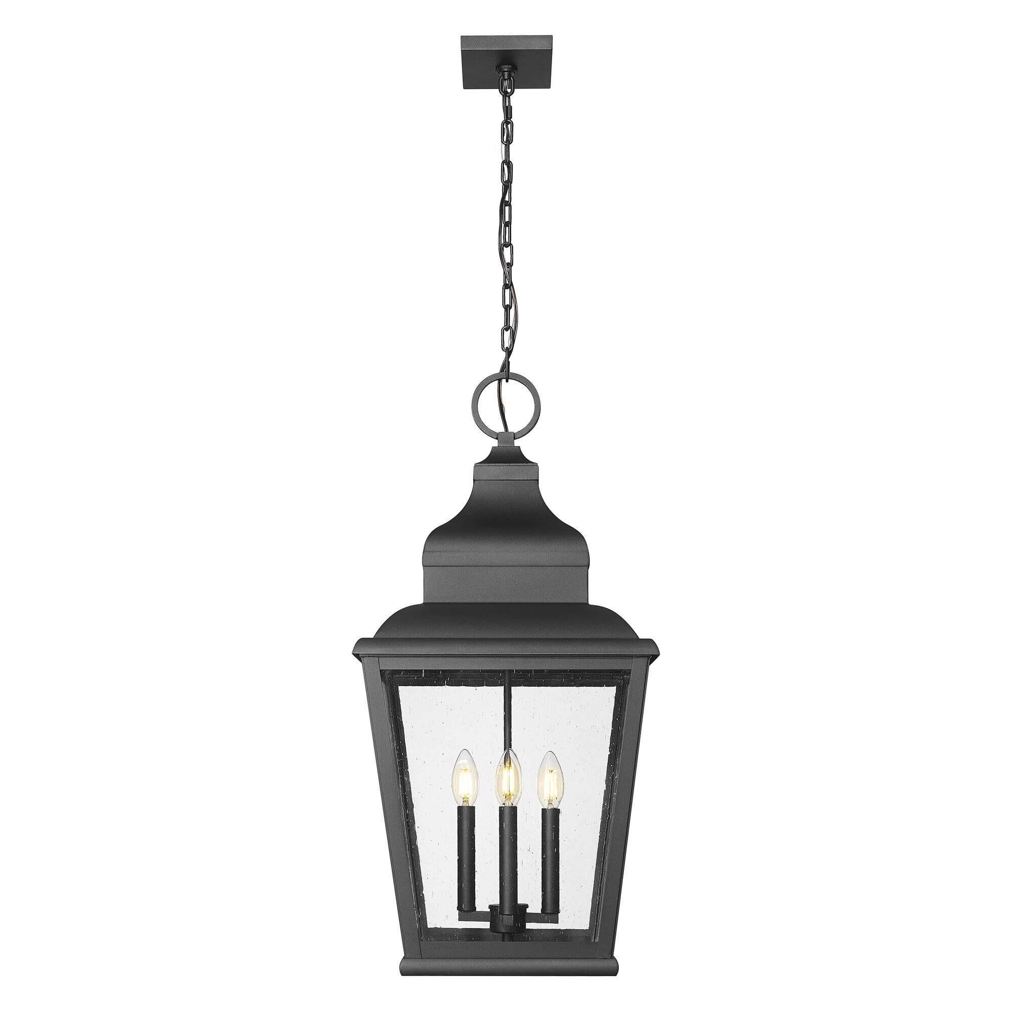Shown in Sand Black finish and Clear Seedy glass