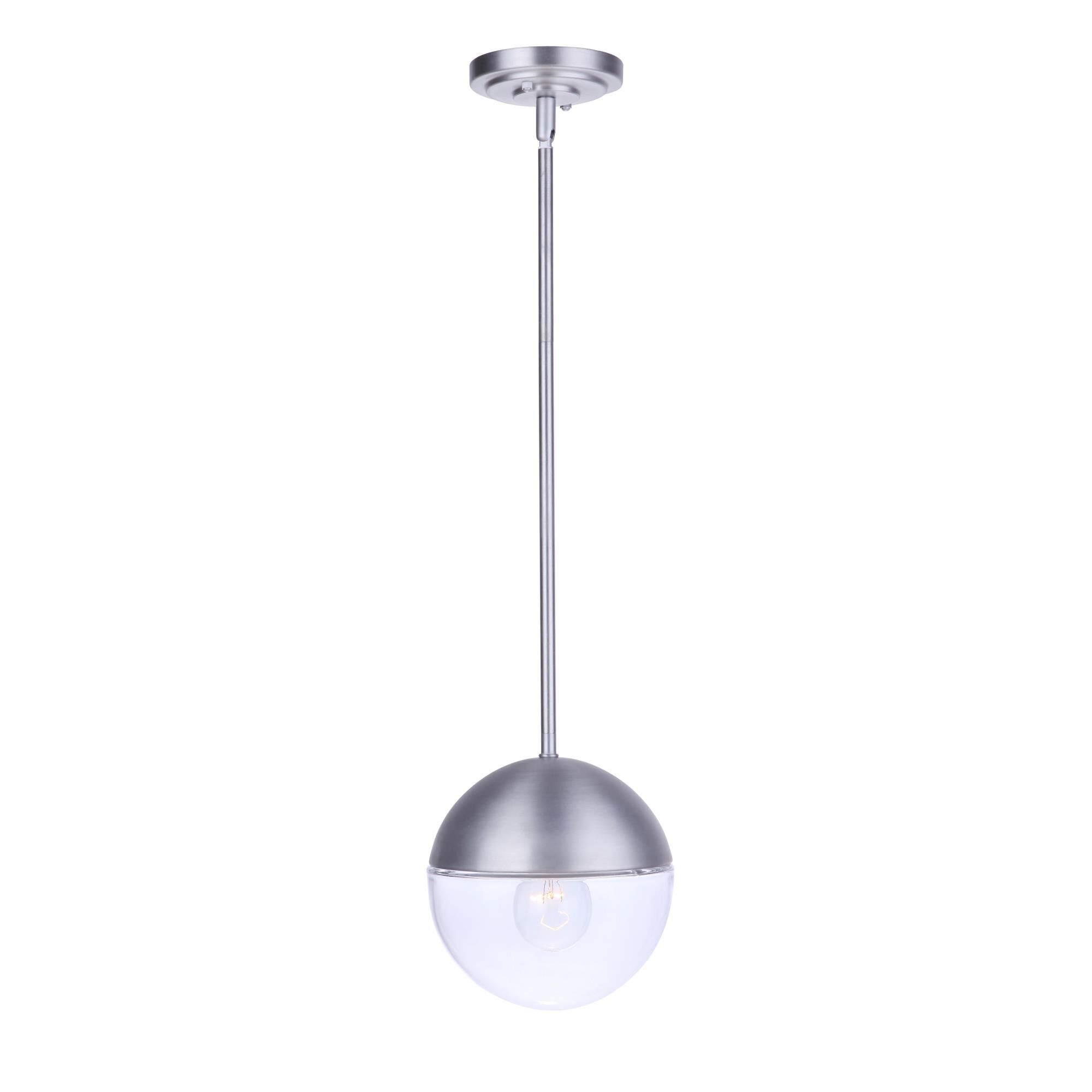 Shown in Satin Aluminum finish and Clear glass and Glass shade