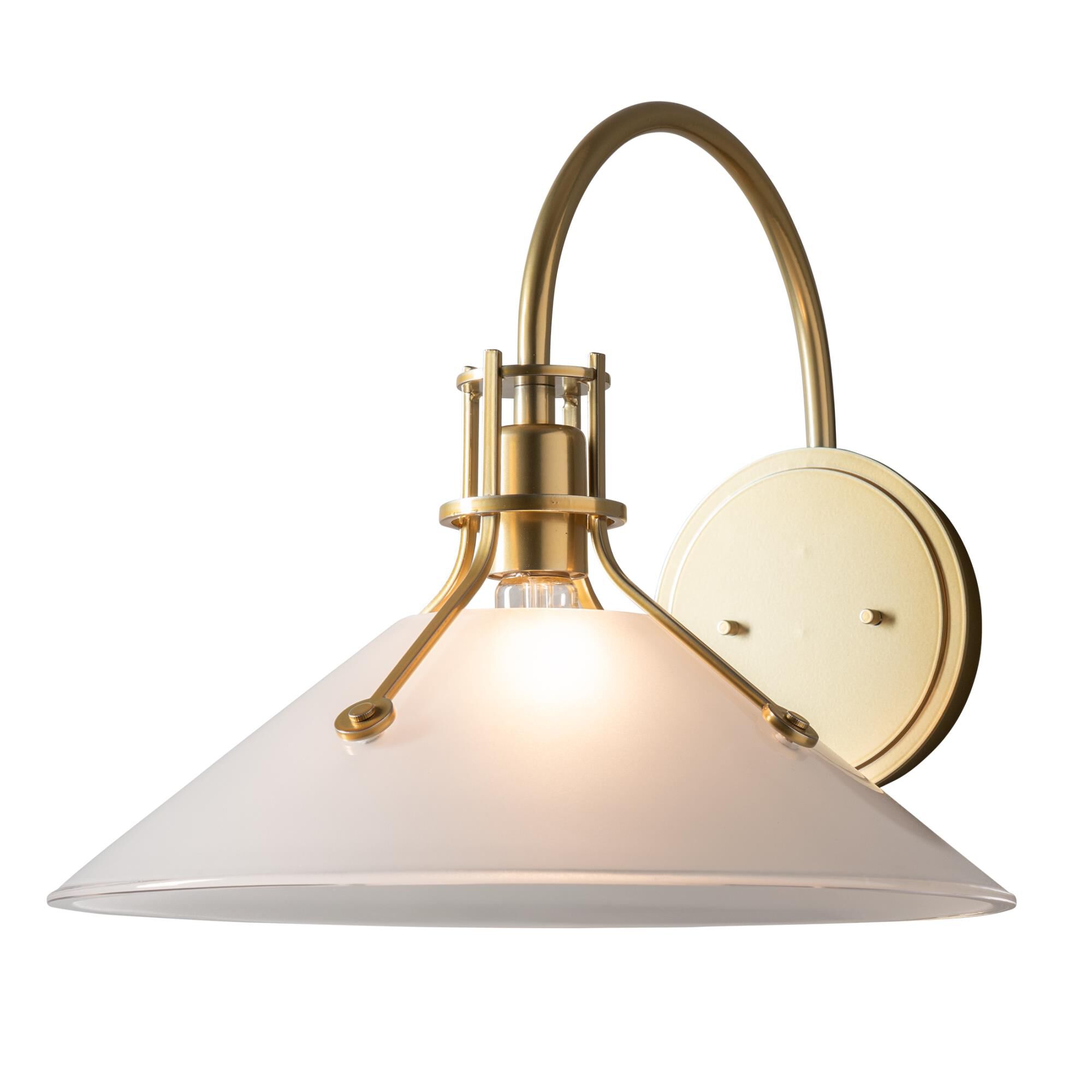 Shown in Modern Brass finish and Frosted glass