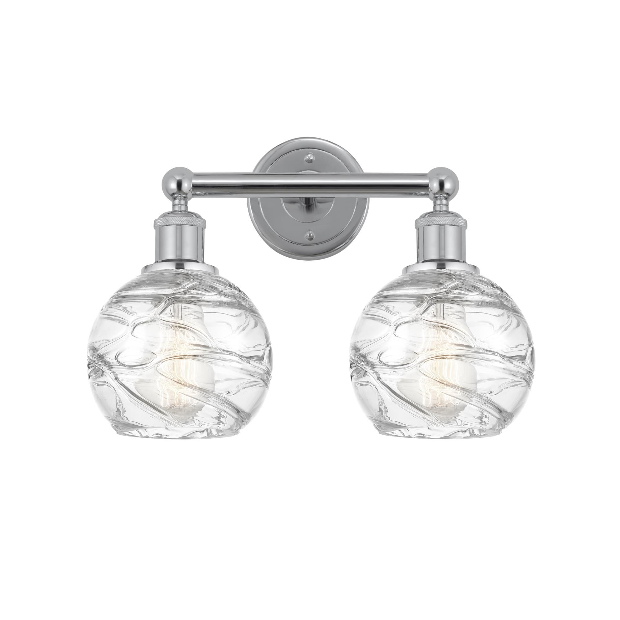 Shown in Polished Chrome, Clear Deco Swirl finish and Clear Deco Swirl glass and Clear Deco Swirl Glass shade
