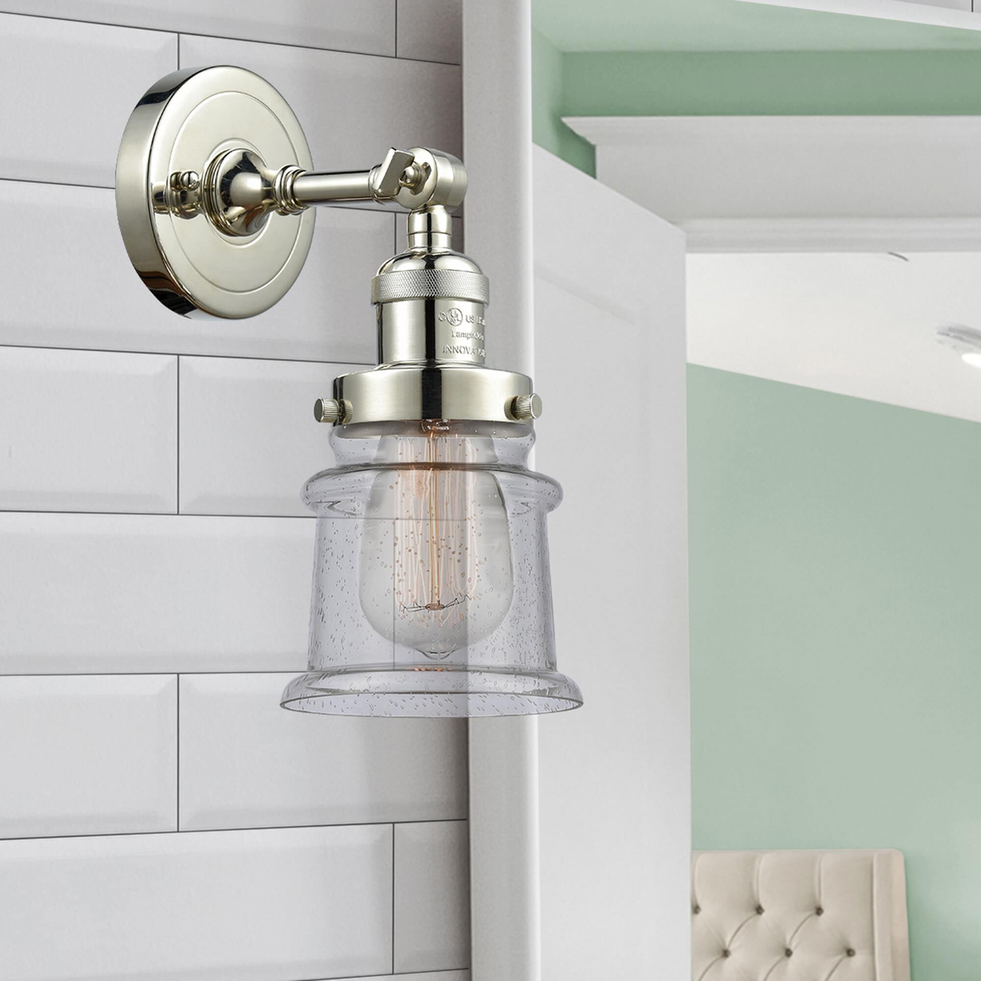 Shown in Polished Nickel finish and Seedy glass