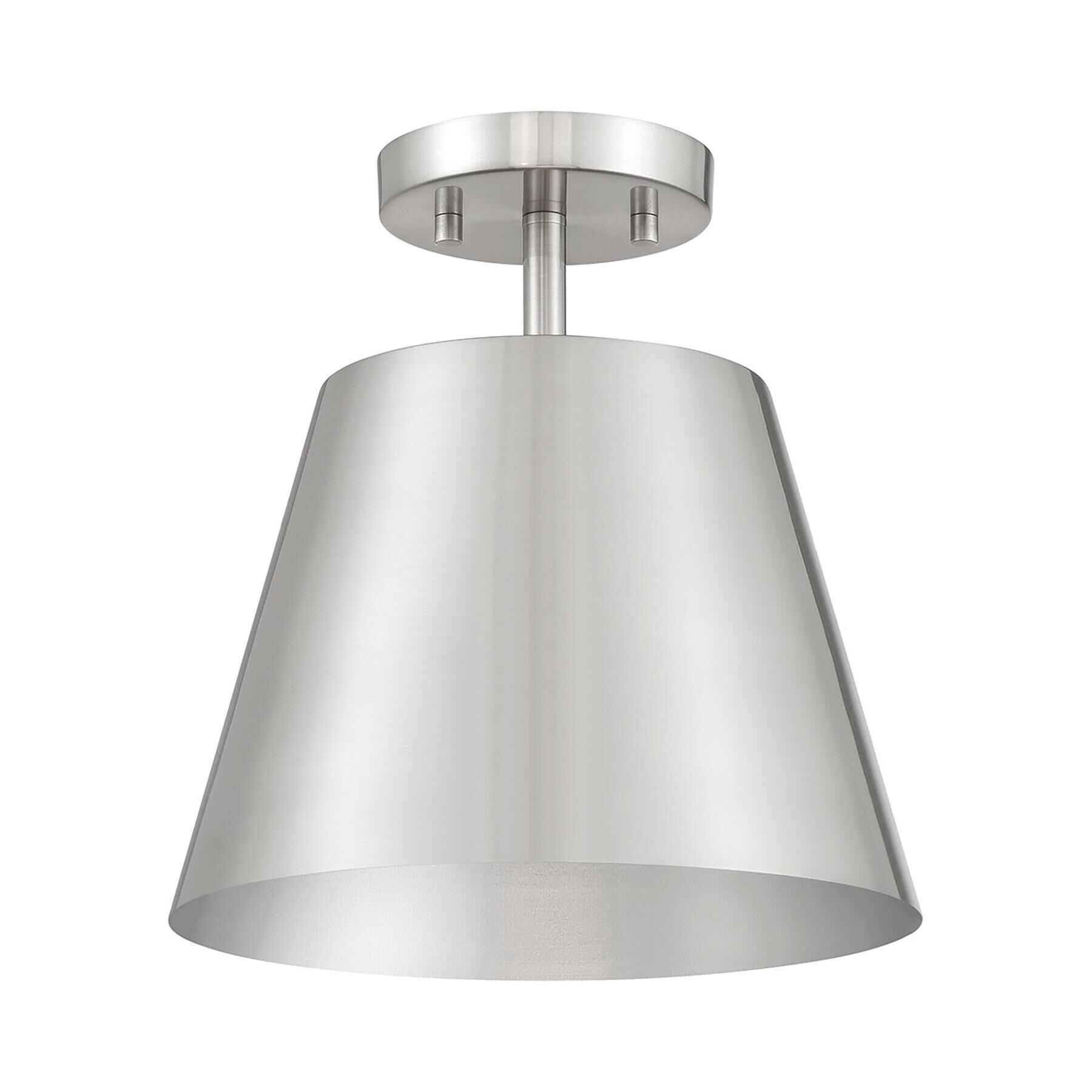 Shown in Brushed Nickel finish and Metal shade