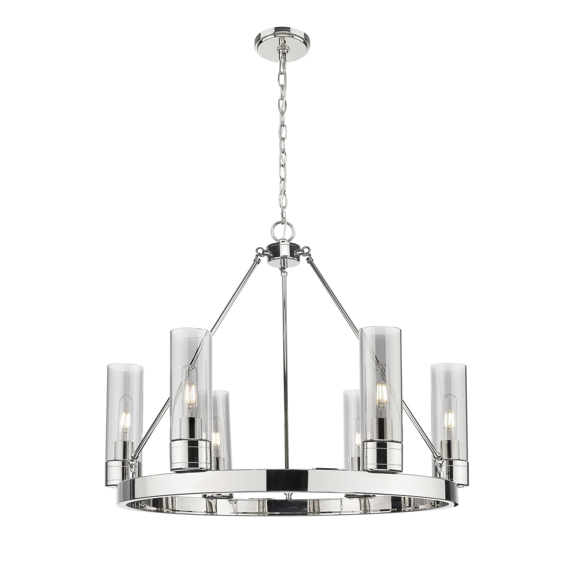 Shown in Polished Nickel finish and Light Smoke glass