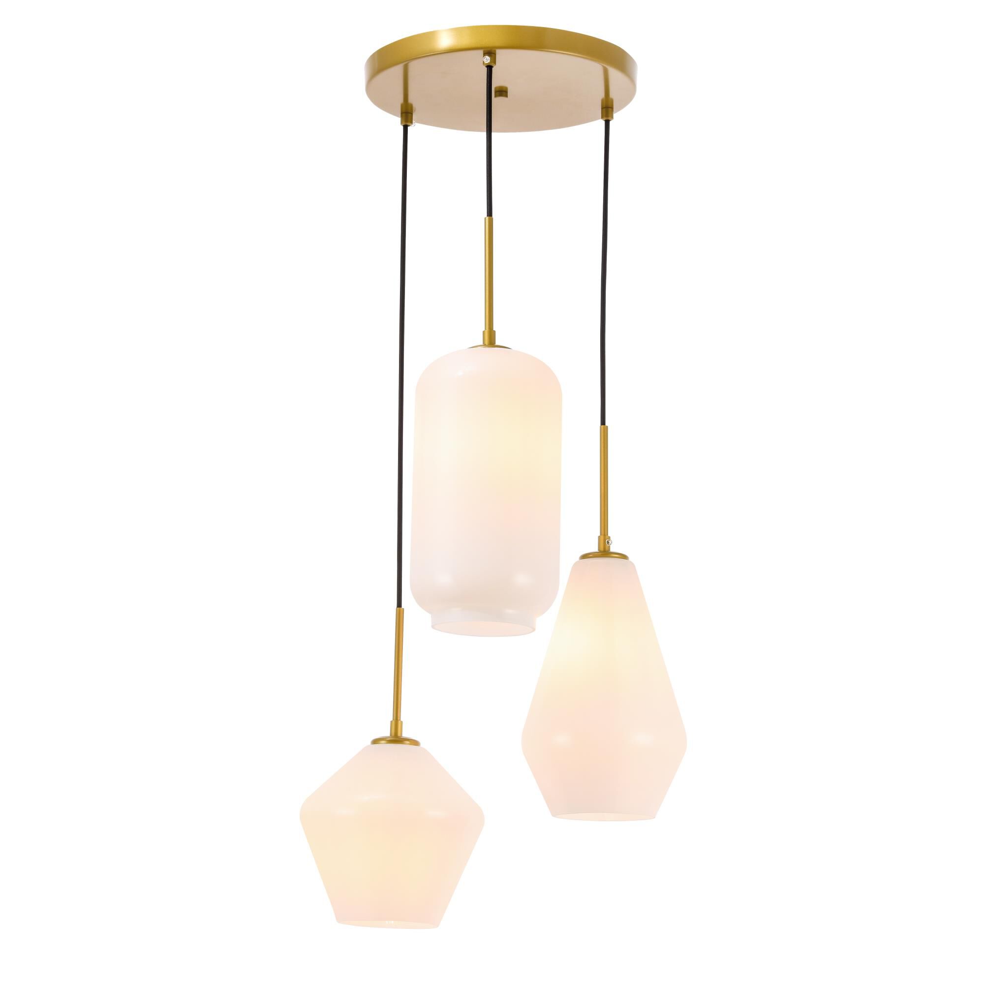 Shown in Brass finish and Frosted White  glass