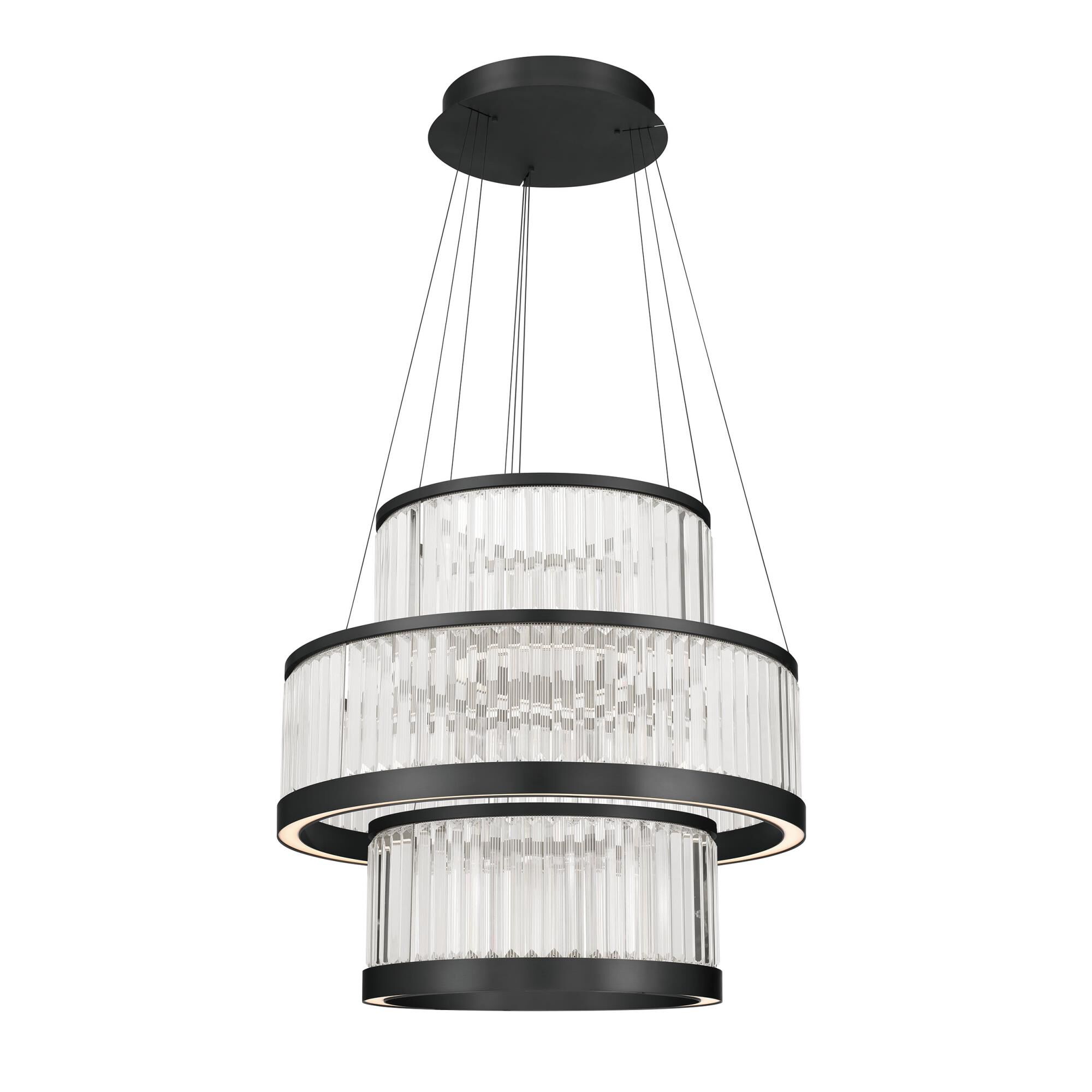 Shown in Matte Black finish and Clear Crystal glass