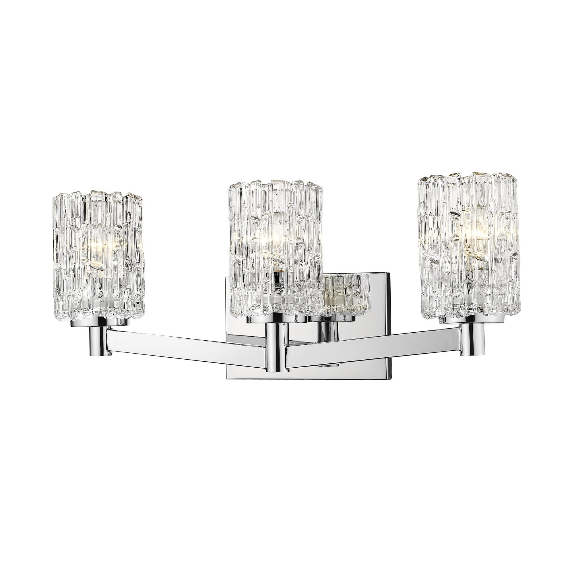 Shown in Chrome finish and Glass shade
