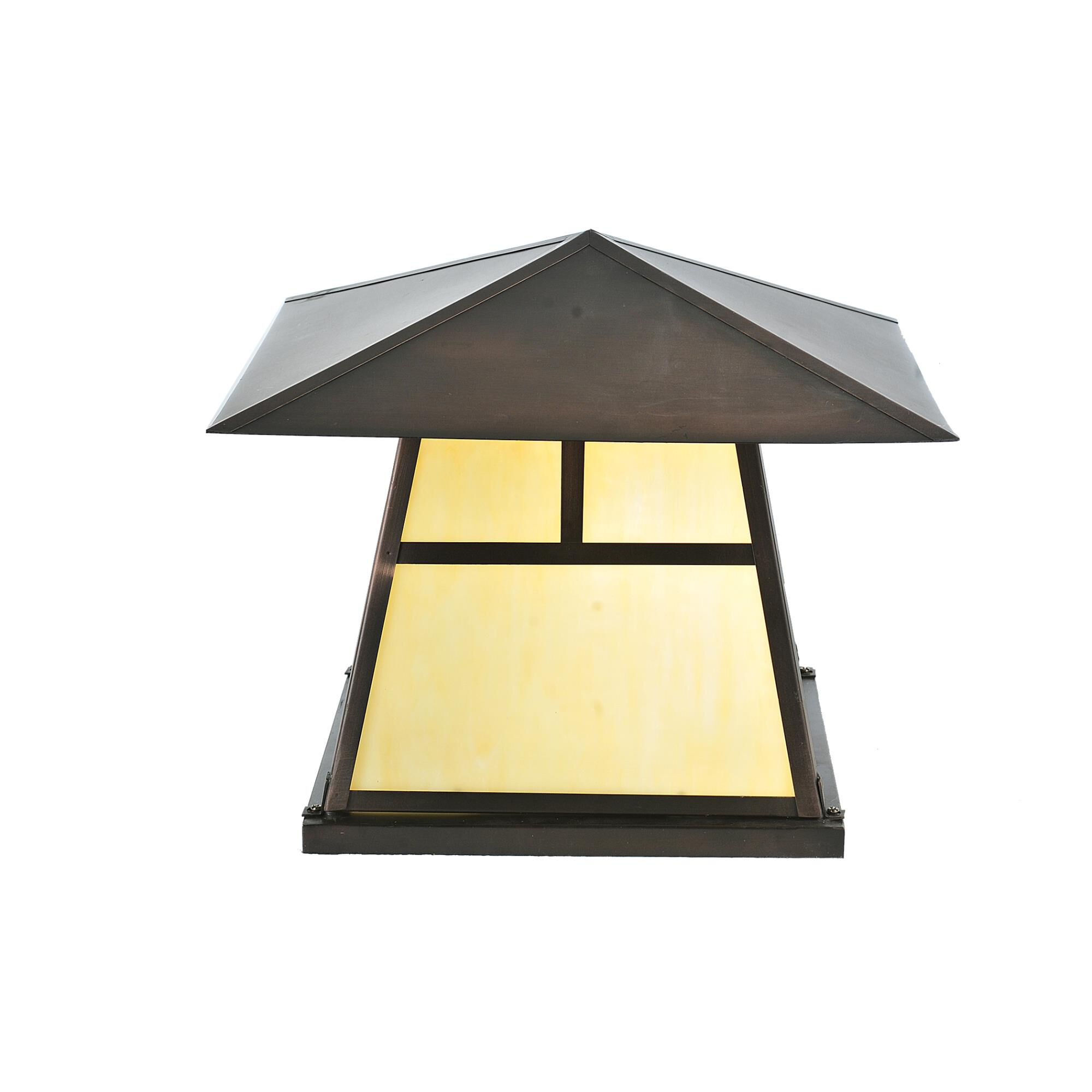 Shown in Mahogany Bronze finish and Beige glass