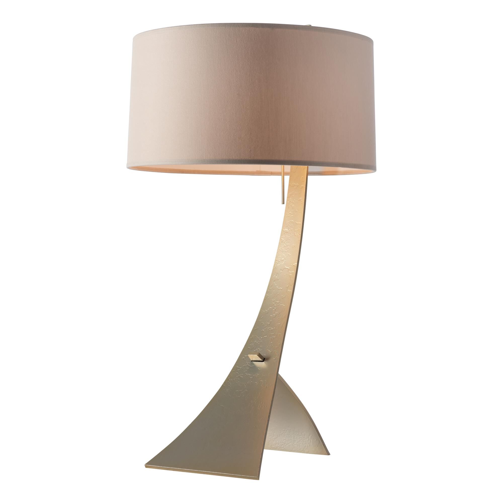 Shown in Modern Brass finish and Flax shade
