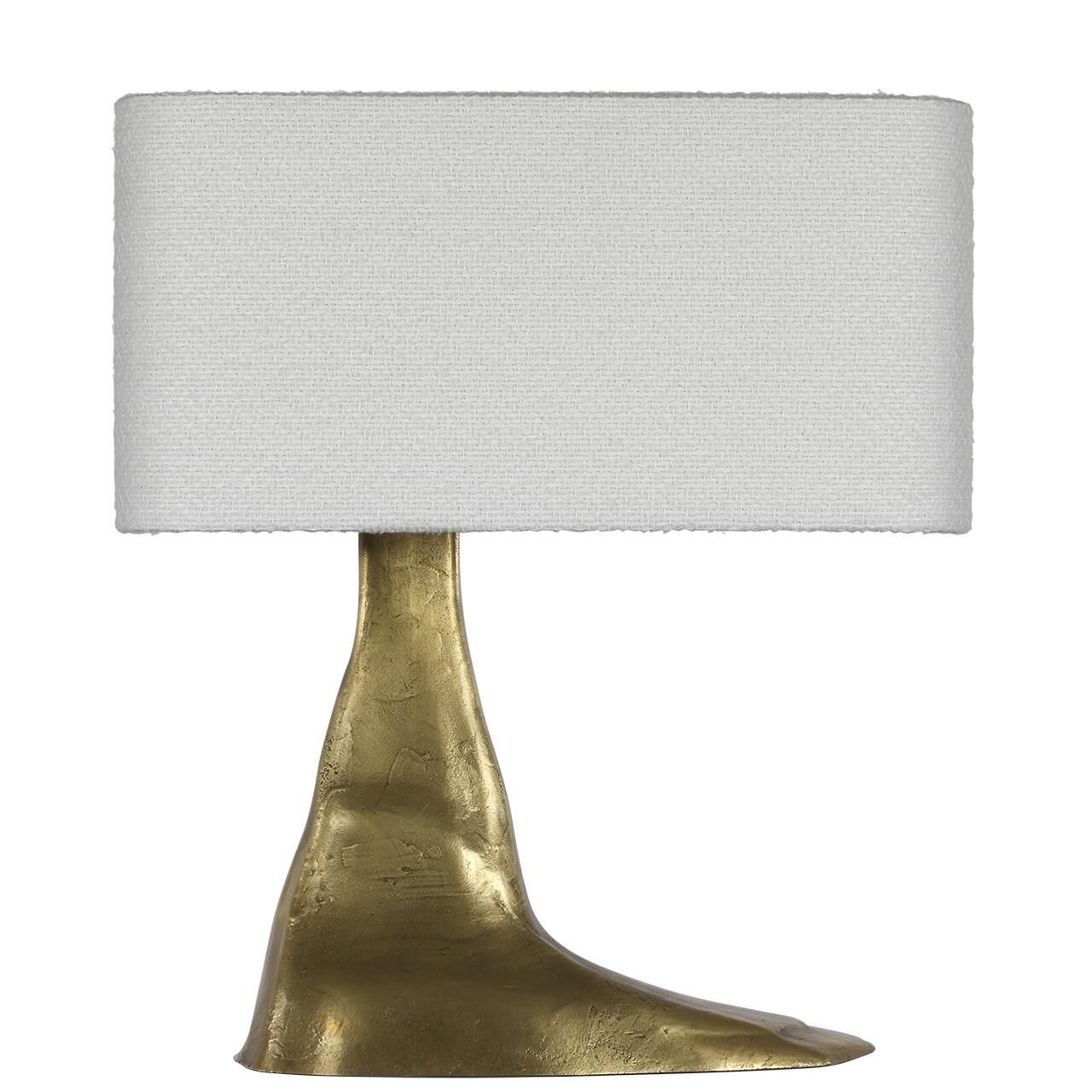 Shown in Museum Brass finish and Boucle Rectangle shade