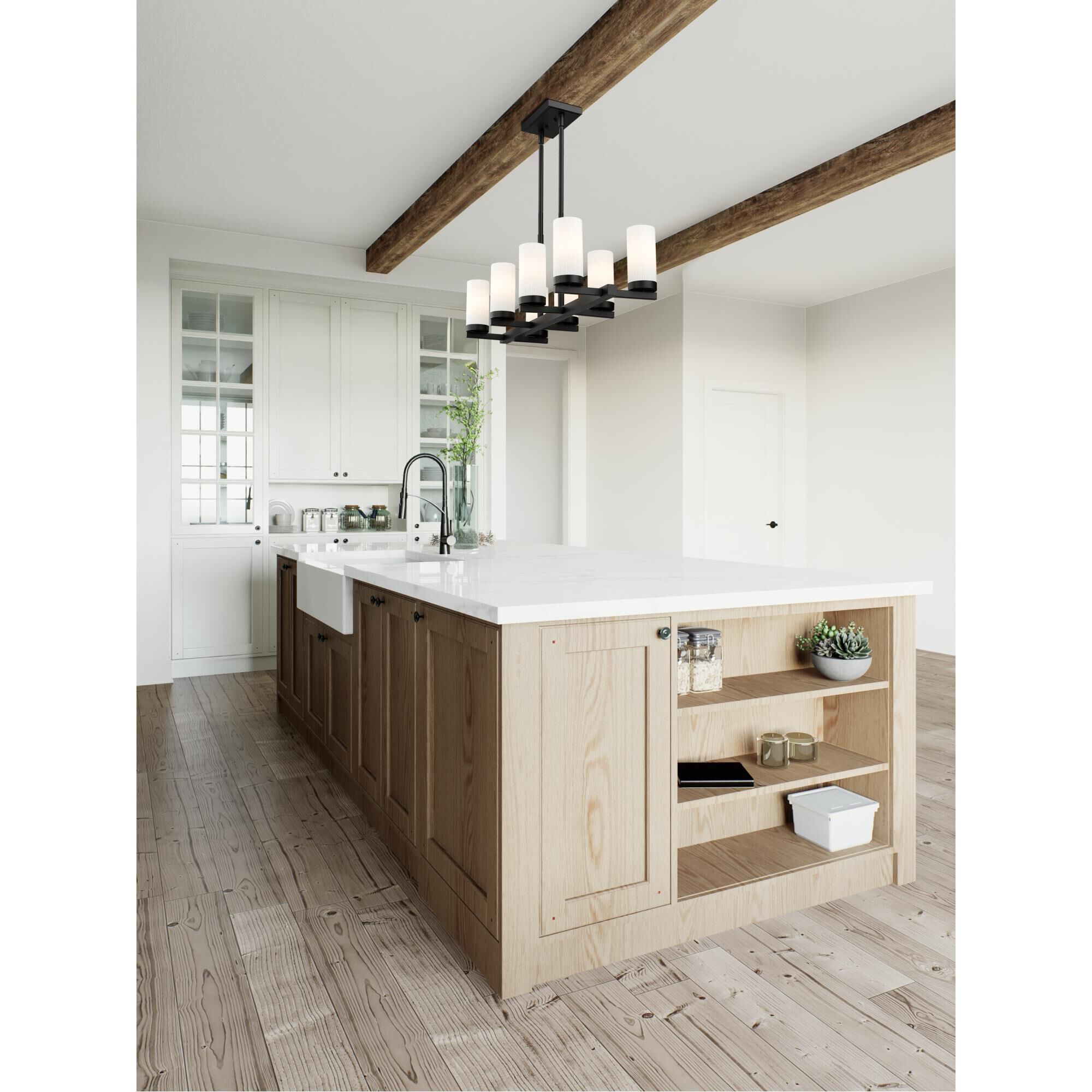 Shown in Matte Black finish and White glass