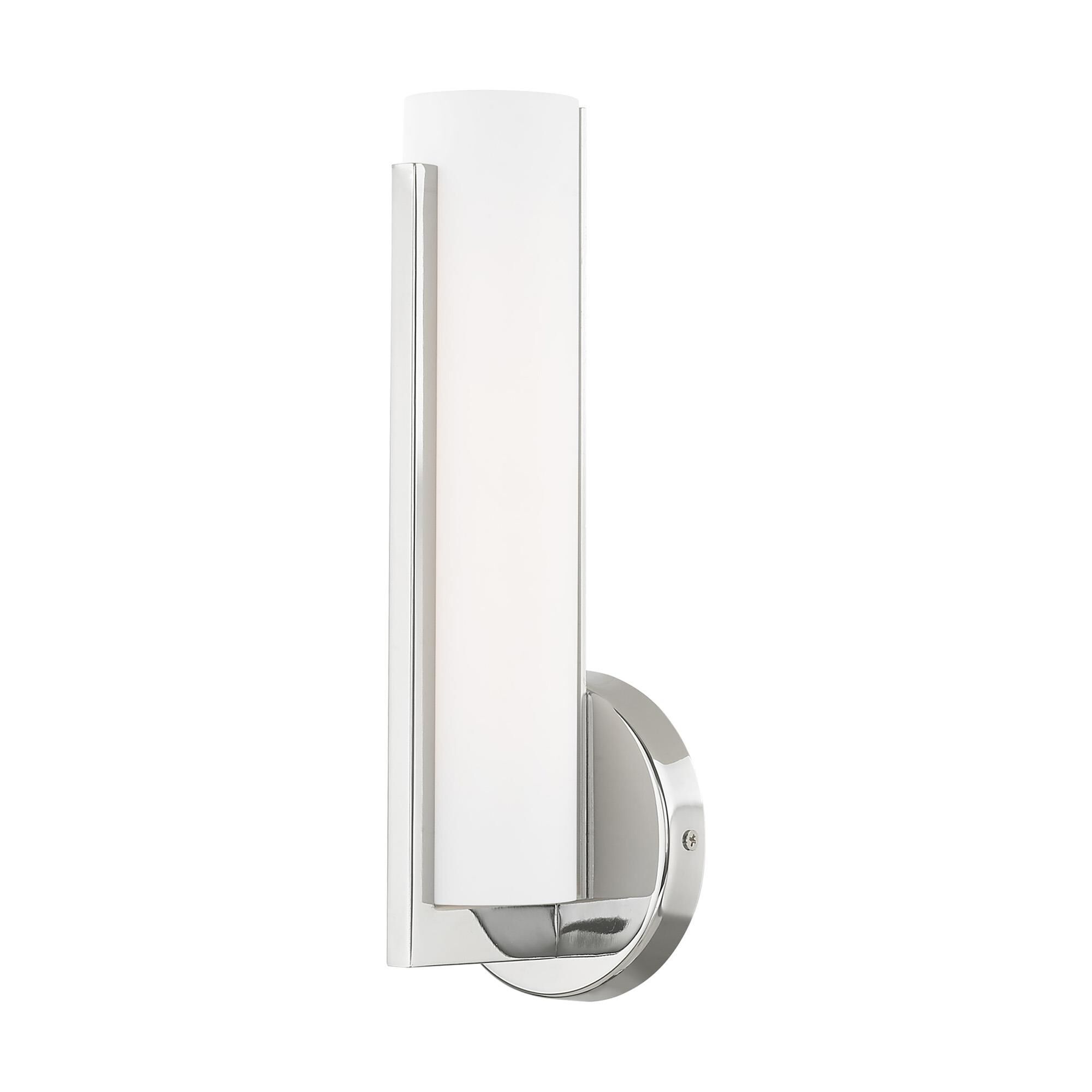 Shown in Polished Chrome finish and Satin White Acrylic shade