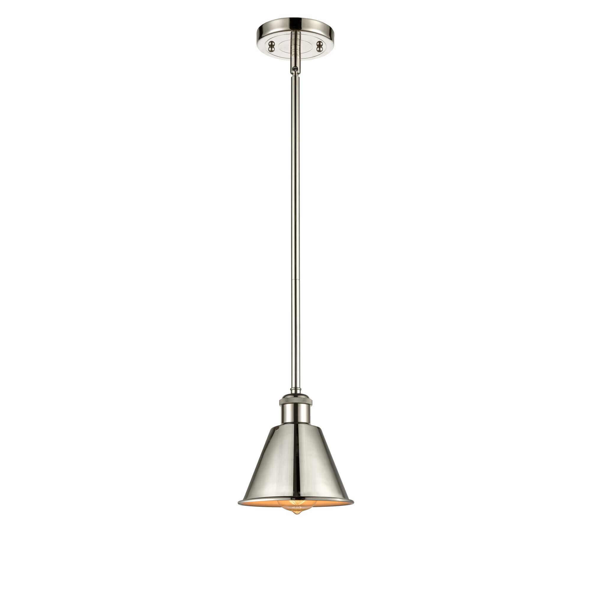 Shown in Polished Nickel finish and Cone glass and Metal shade