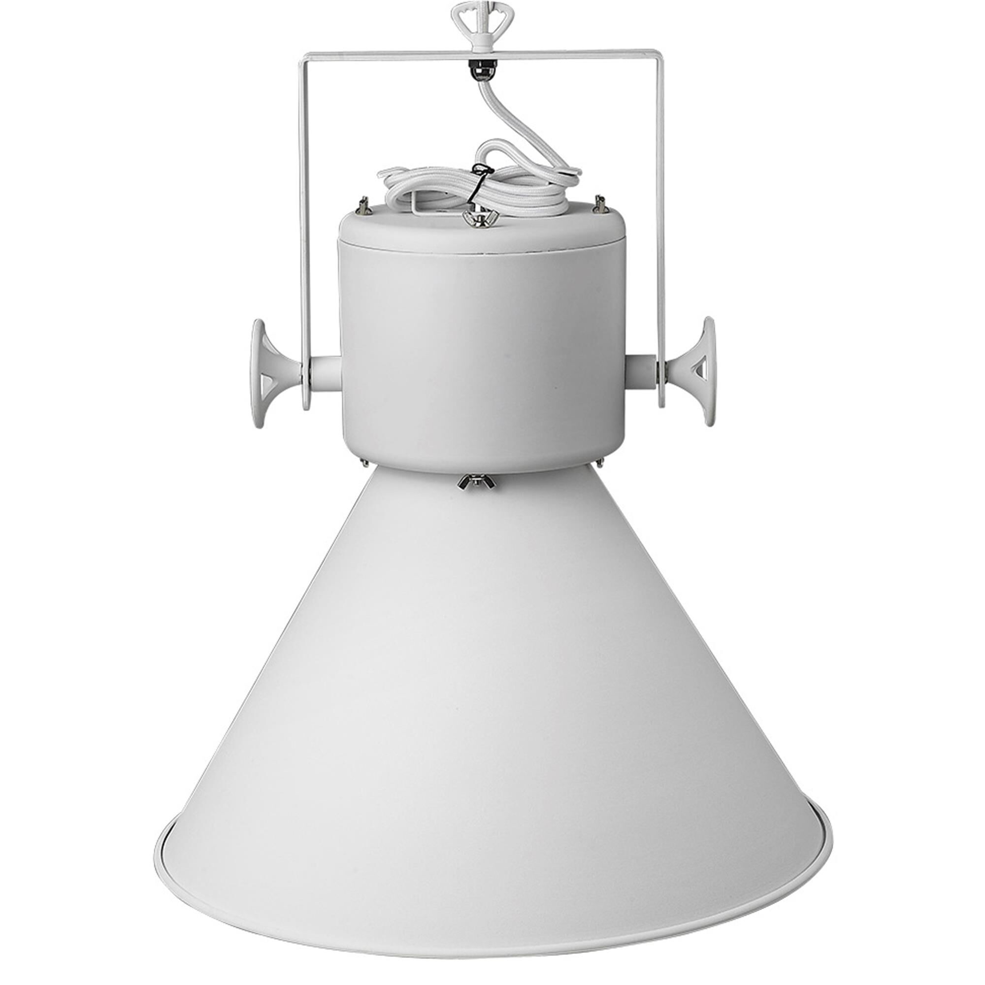 Shown in White finish and White glass and White Metal Cone Shaped  W/ White Interior shade