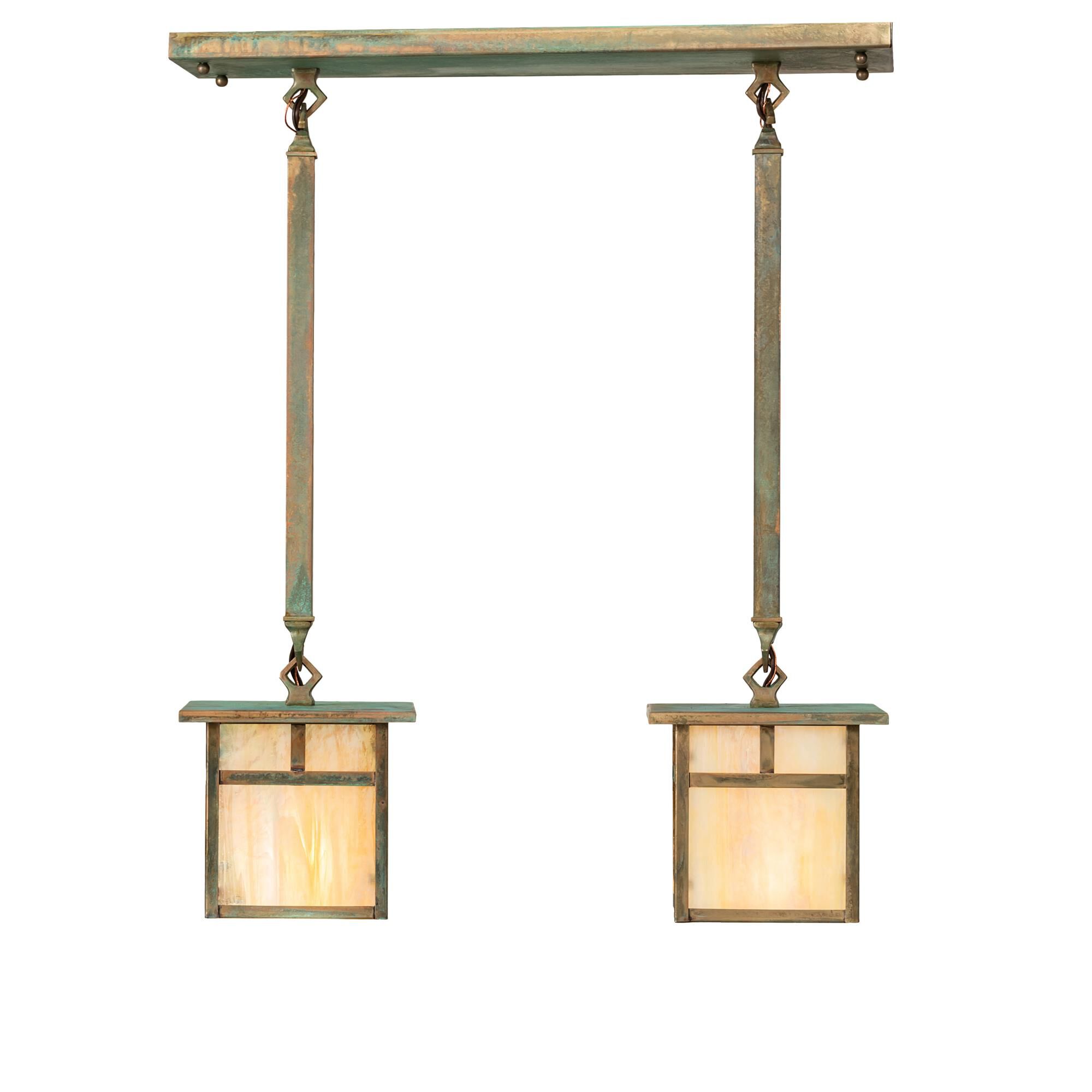 Shown in Verdigris Finish finish and Beige;Iridescent glass