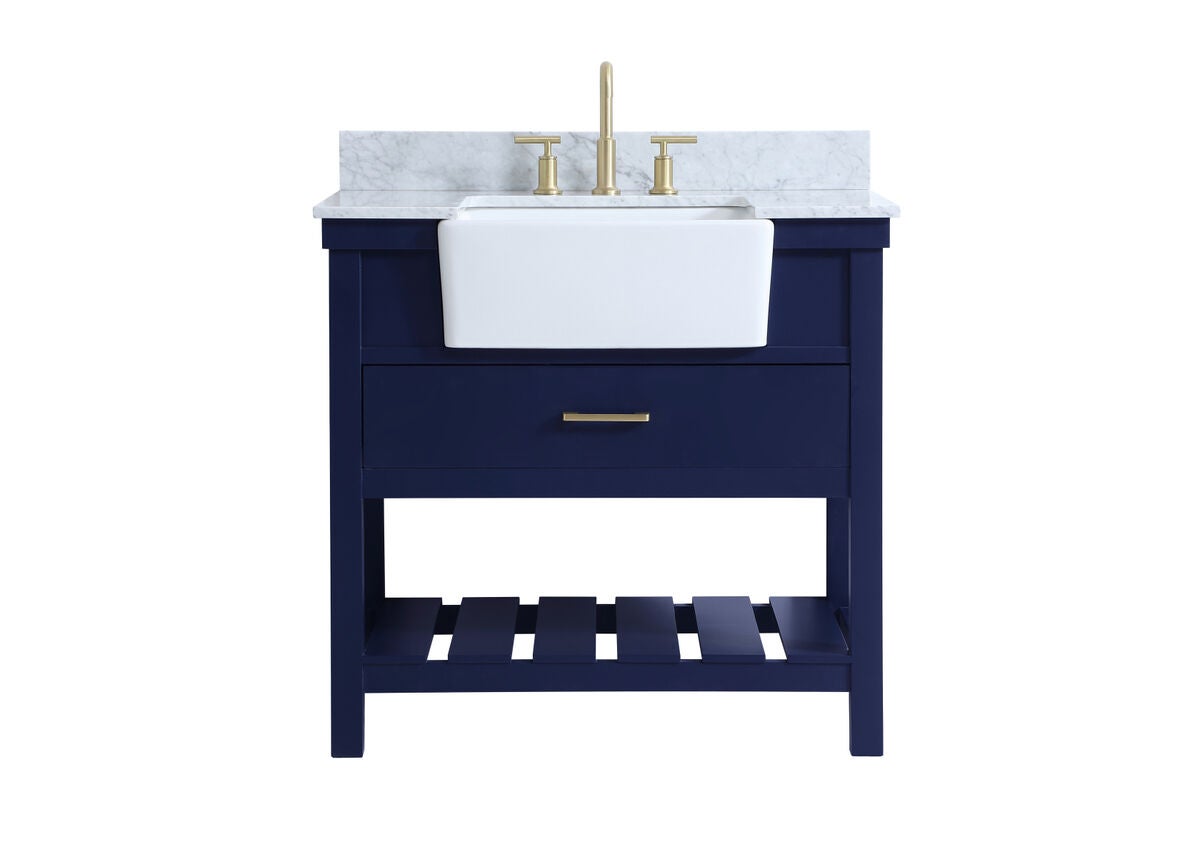Shown in Blue finish and With Backsplash accent