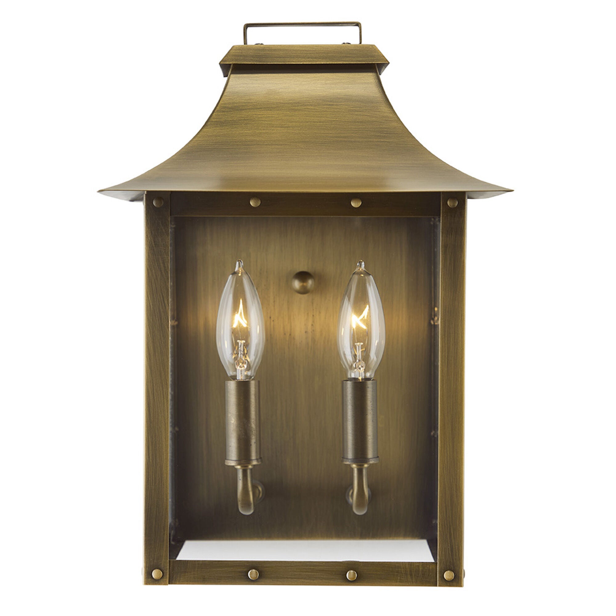 Shown in Aged Brass finish and Clear Beveled glass