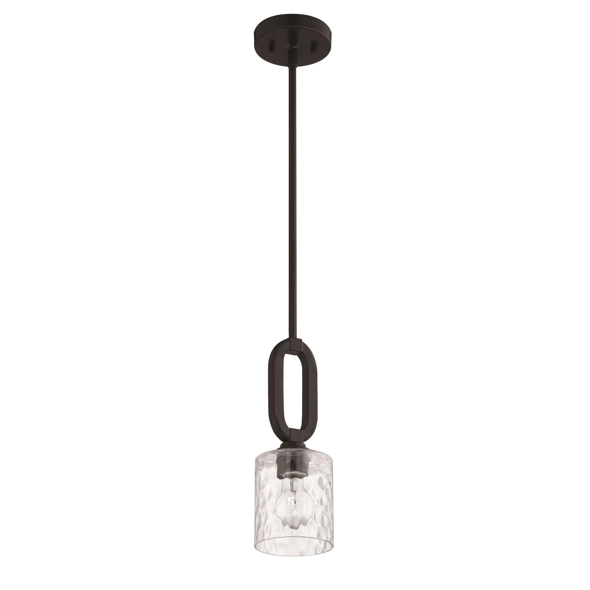 Shown in Flat Black finish and Clear Hammered glass and Glass shade