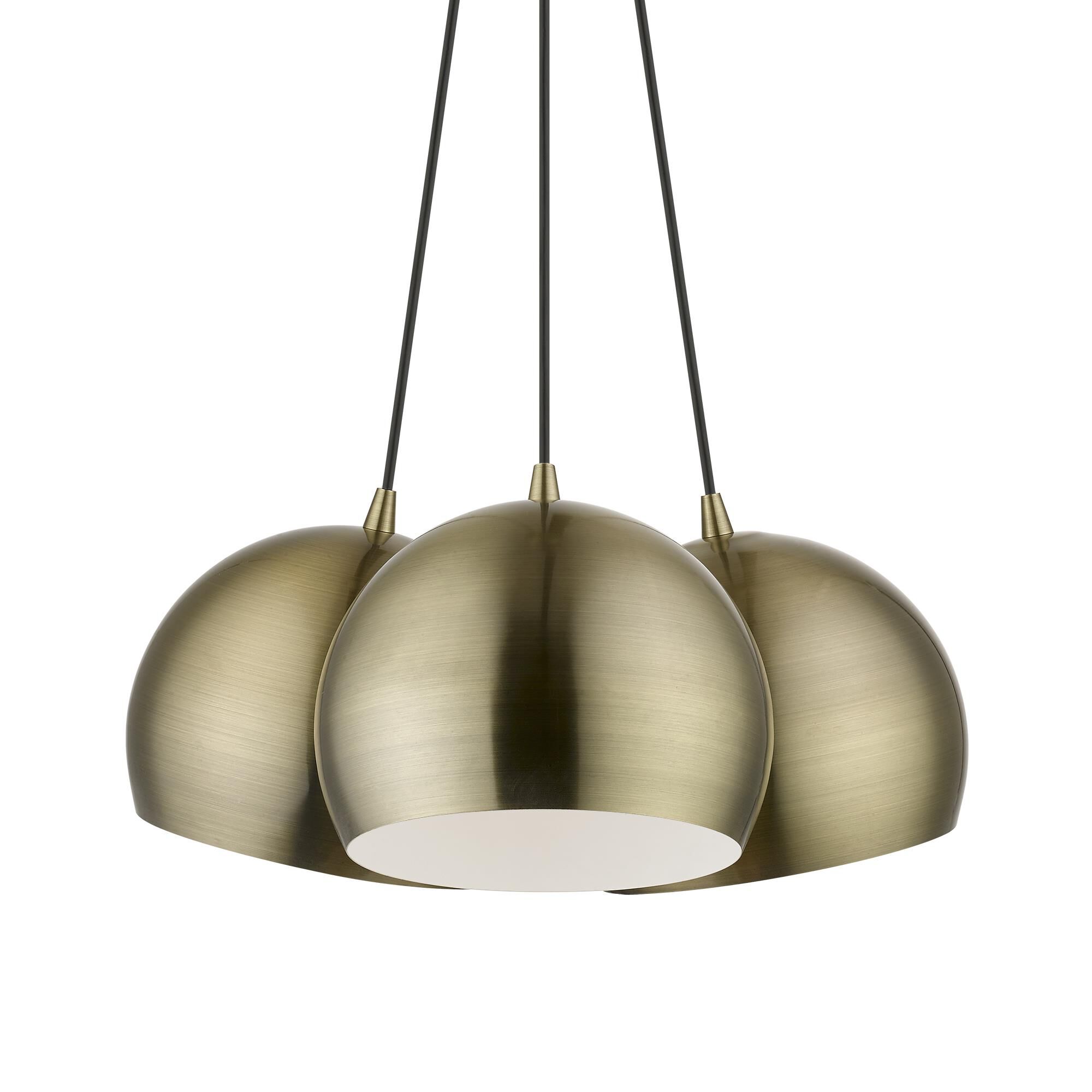 Shown in Antique Brass finish and Antique Brass Metal with White Inside shade