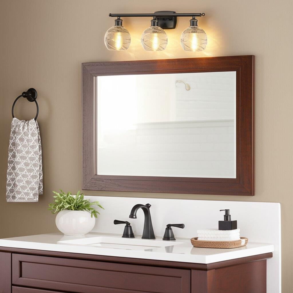 Shown in Matte Black finish and Clear Deco Swirl glass