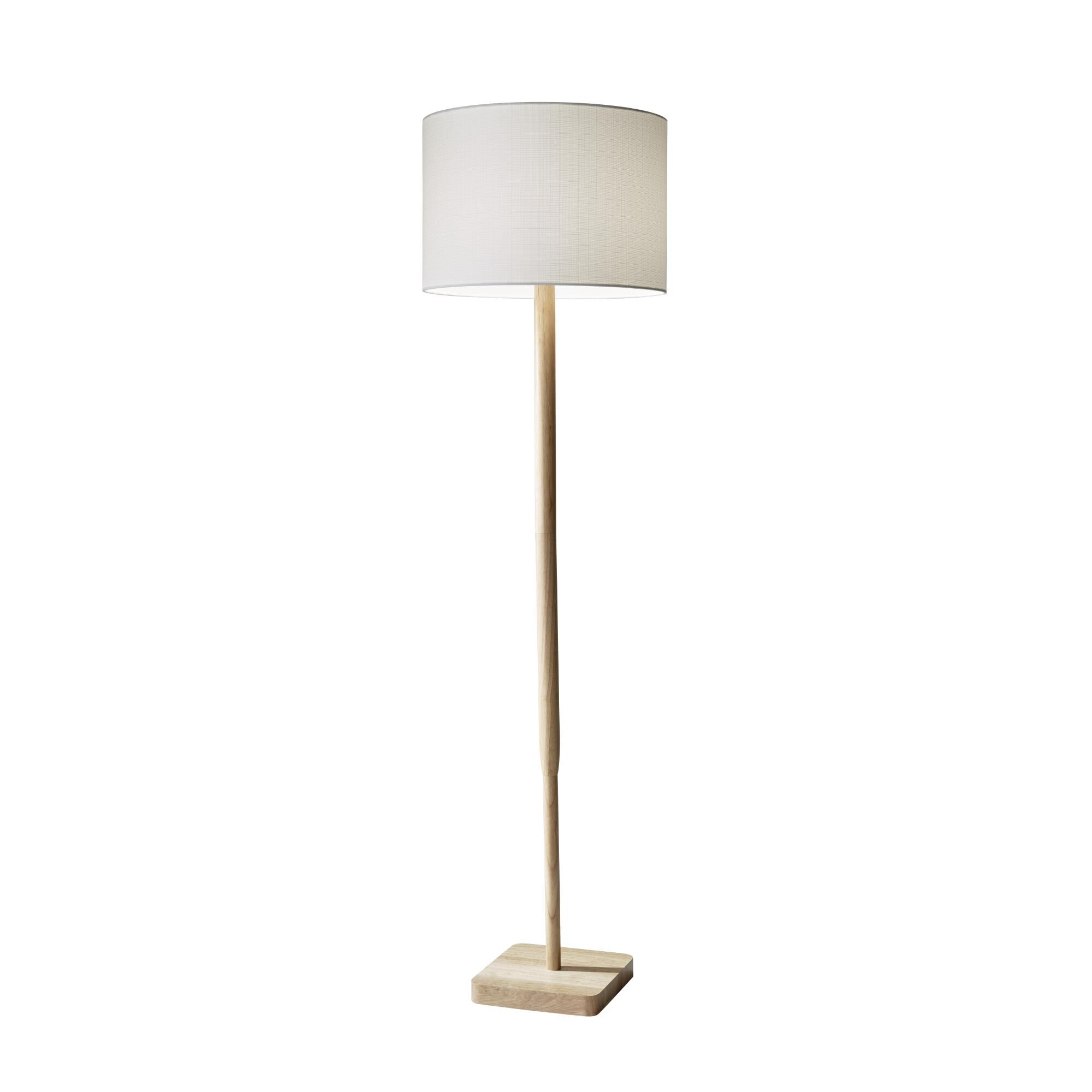 Shown in Natural Rubber Wood finish and White Paris Linen shade