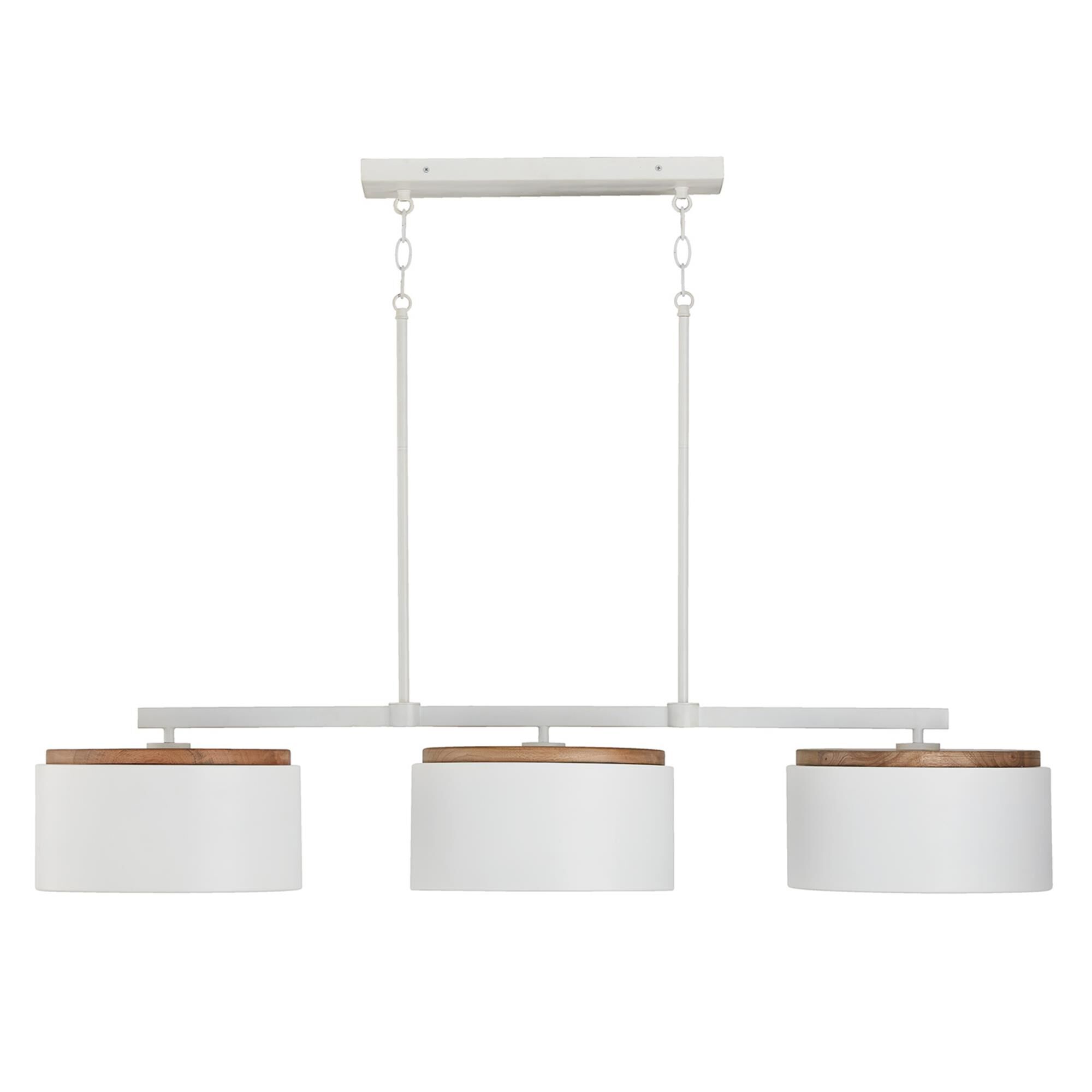 Shown in Light Wood And White finish and Matte White Metal shade
