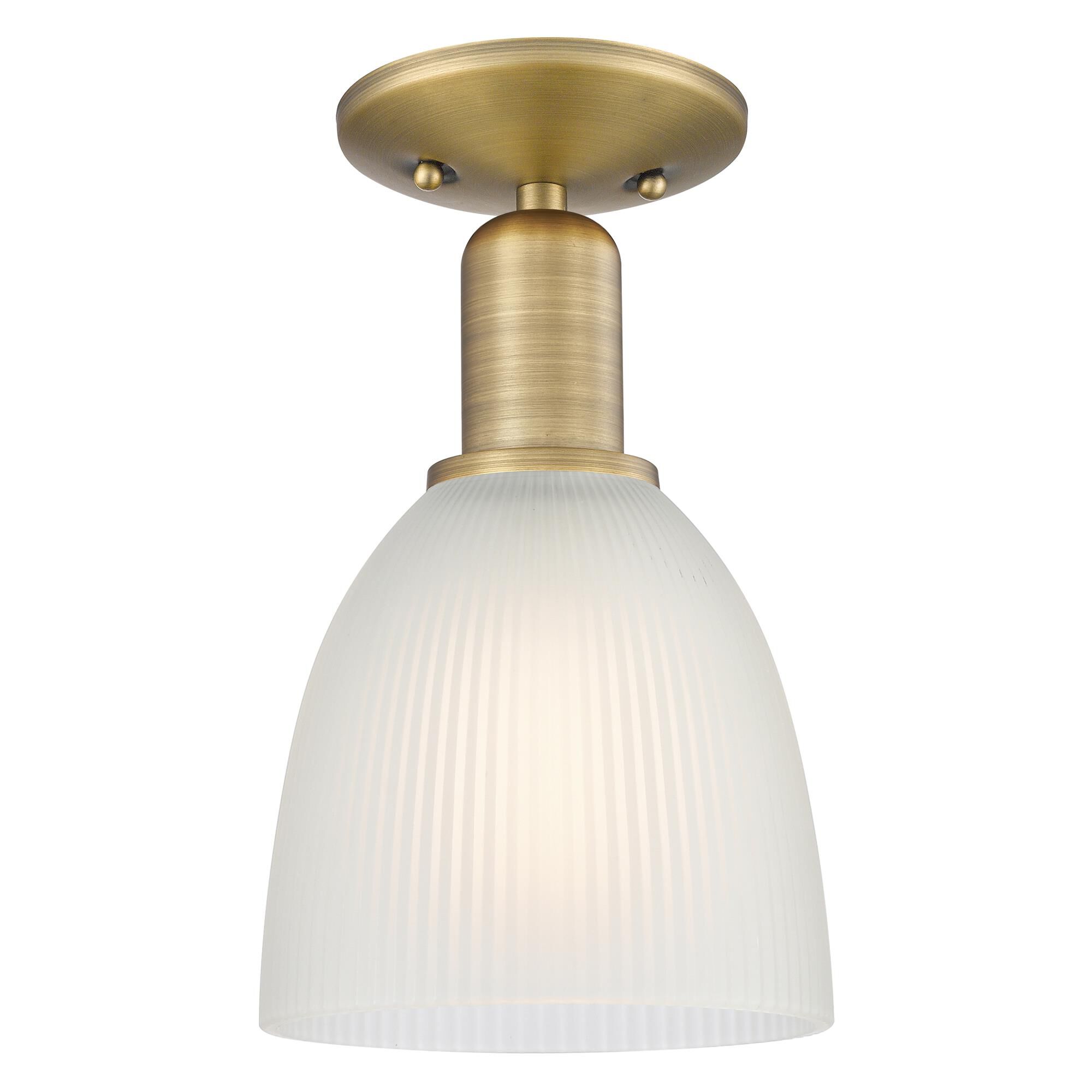 Shown in Brushed Brass finish and White glass