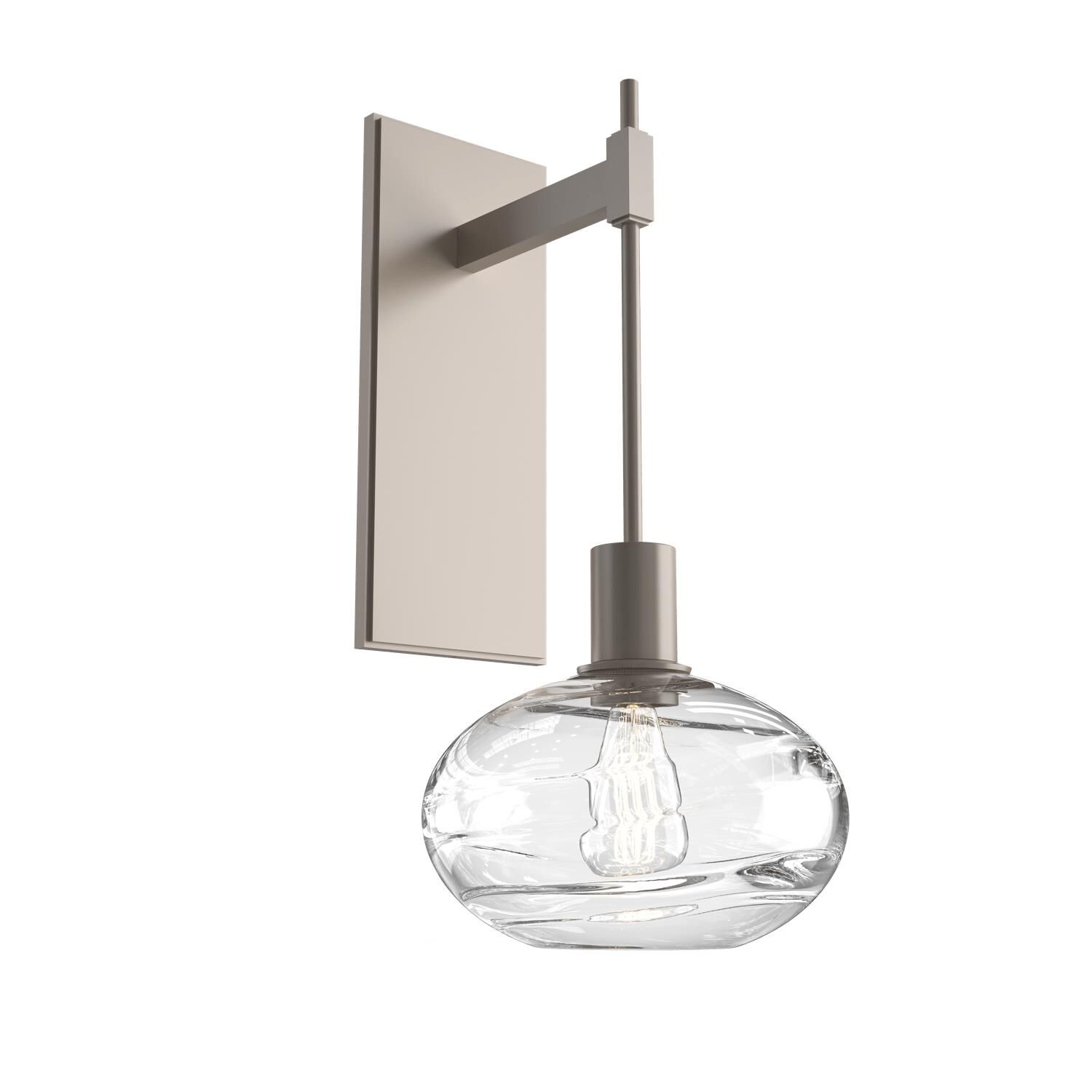 Shown in Metallic Beige Silver finish and Optic Blown Clear glass