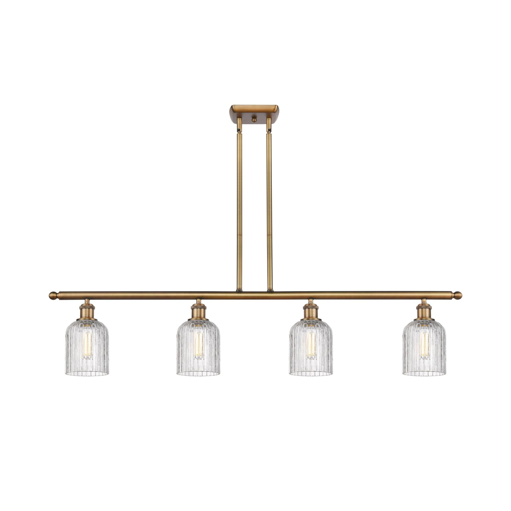 Shown in Brushed Brass finish and Clear glass