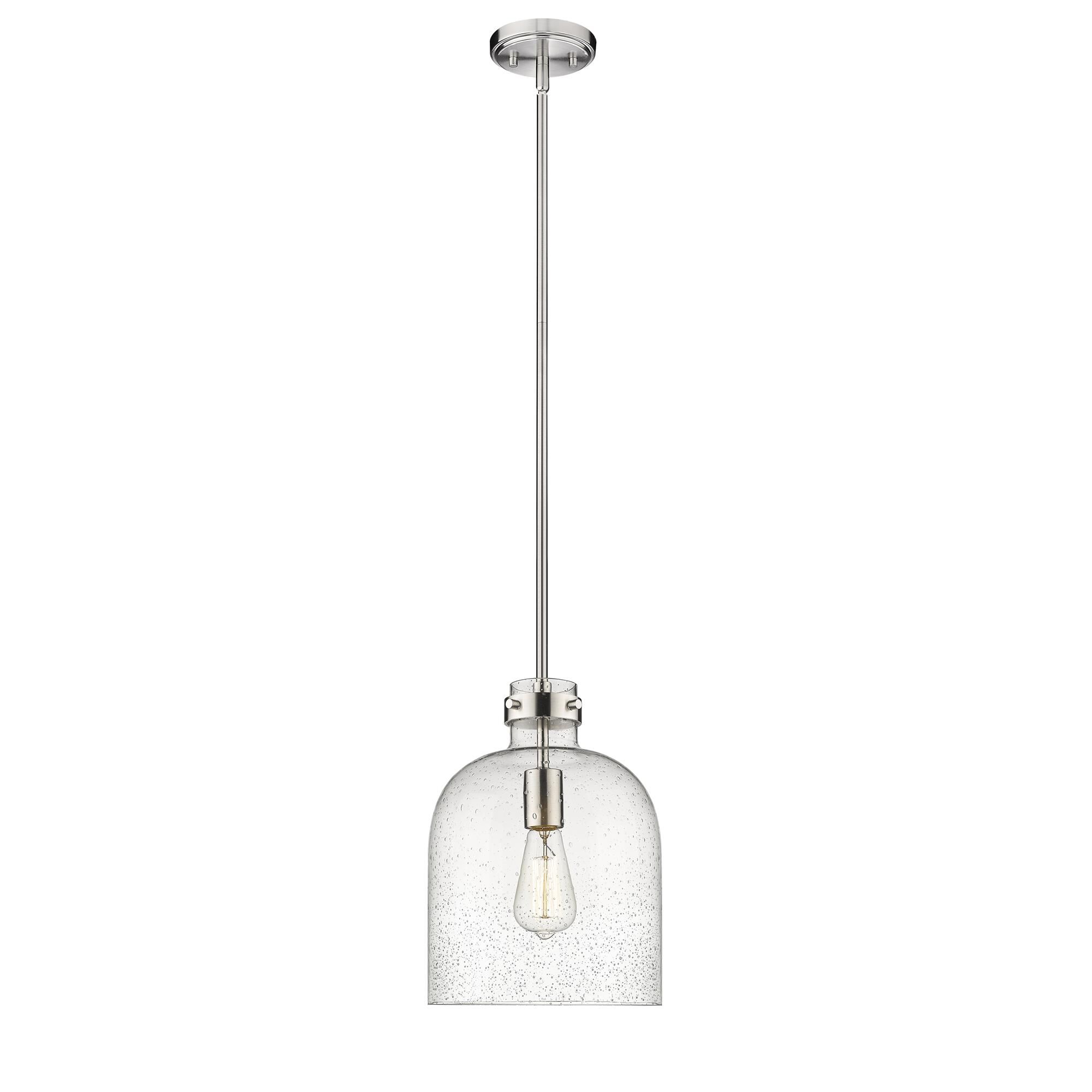Shown in Brushed Nickel finish and Glass shade
