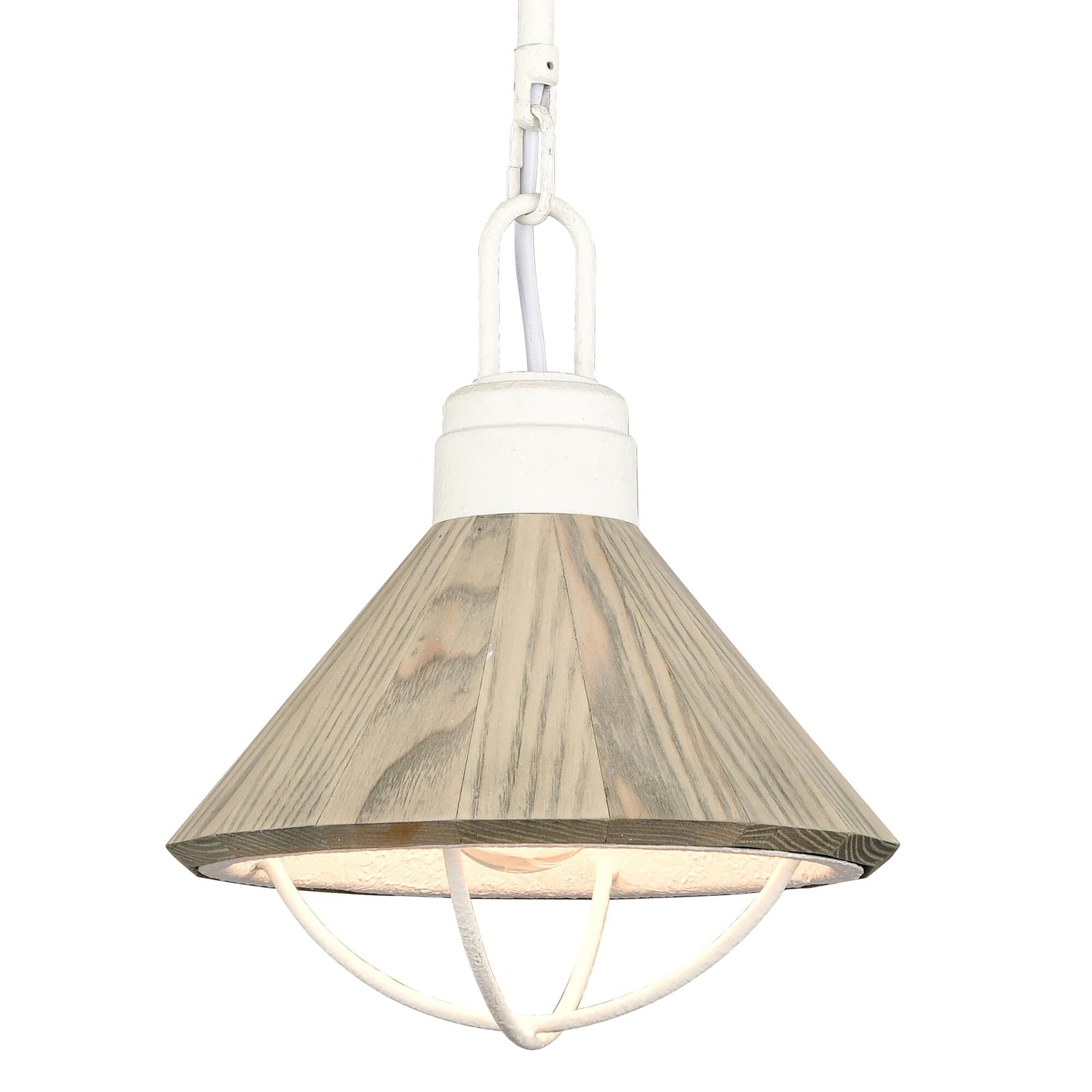 Shown in White finish and Whitewashed Driftwood and Metal shade