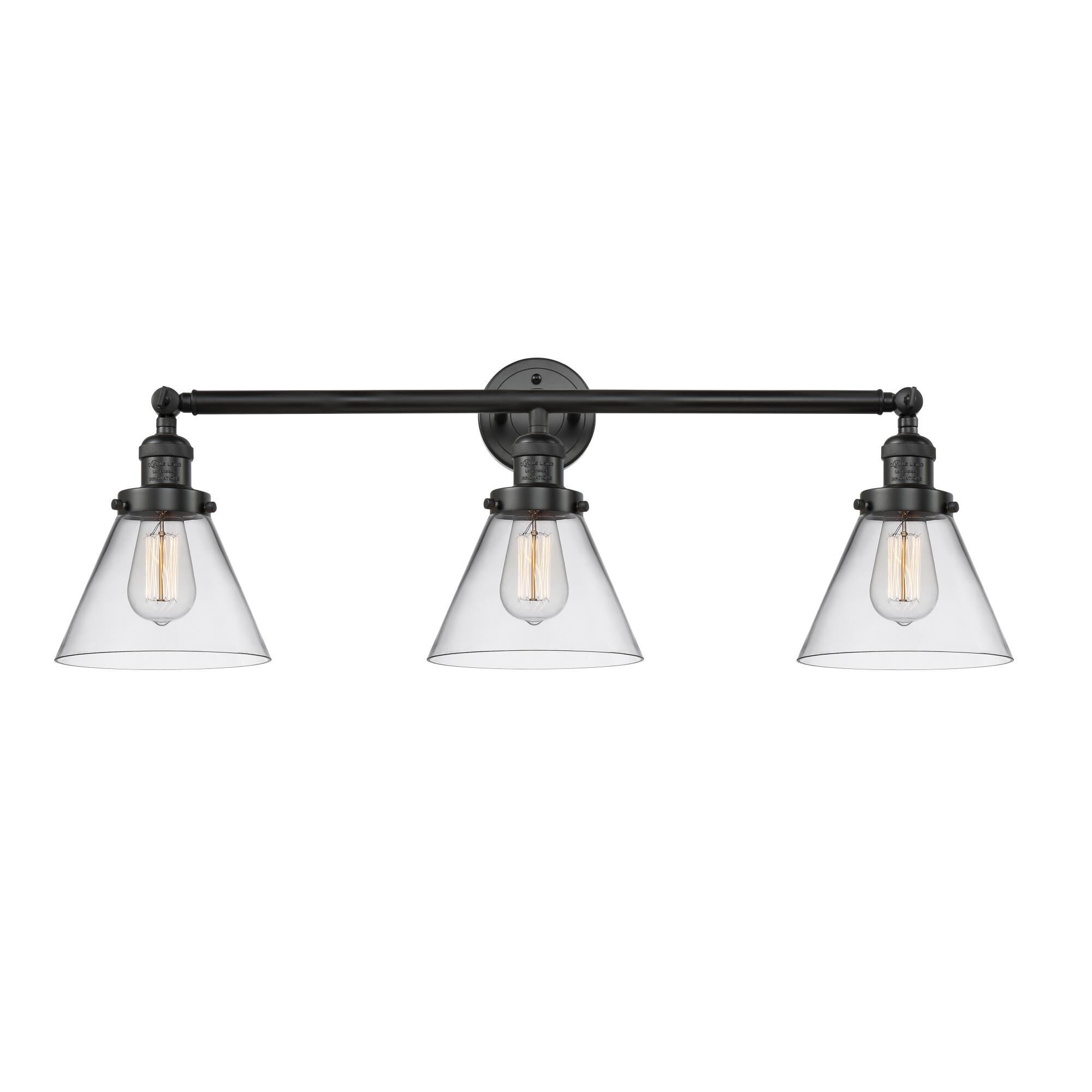 Bruno Marashlian Large Cone 32 Inch 3 Light Bath Vanity Light by Innovations Lighting