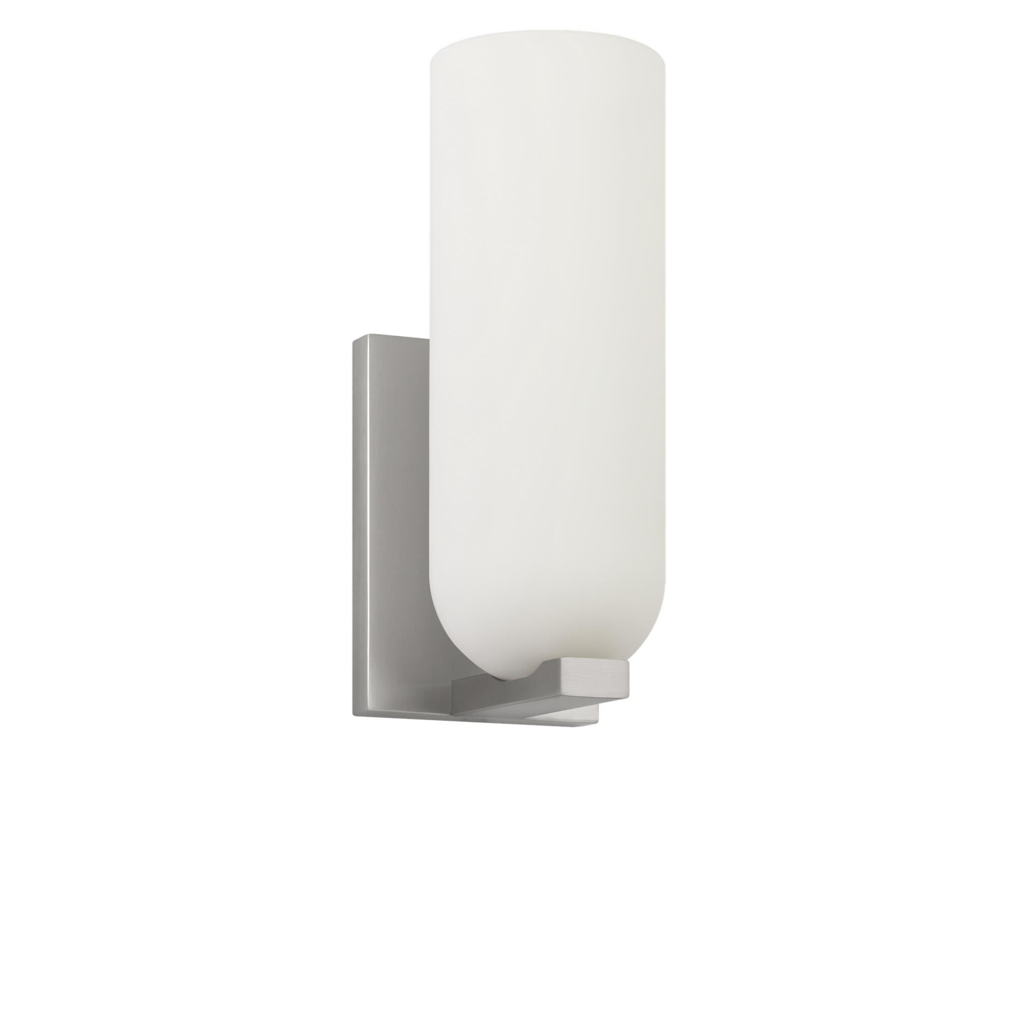 Shown in Brushed Nickel finish and Etched White glass