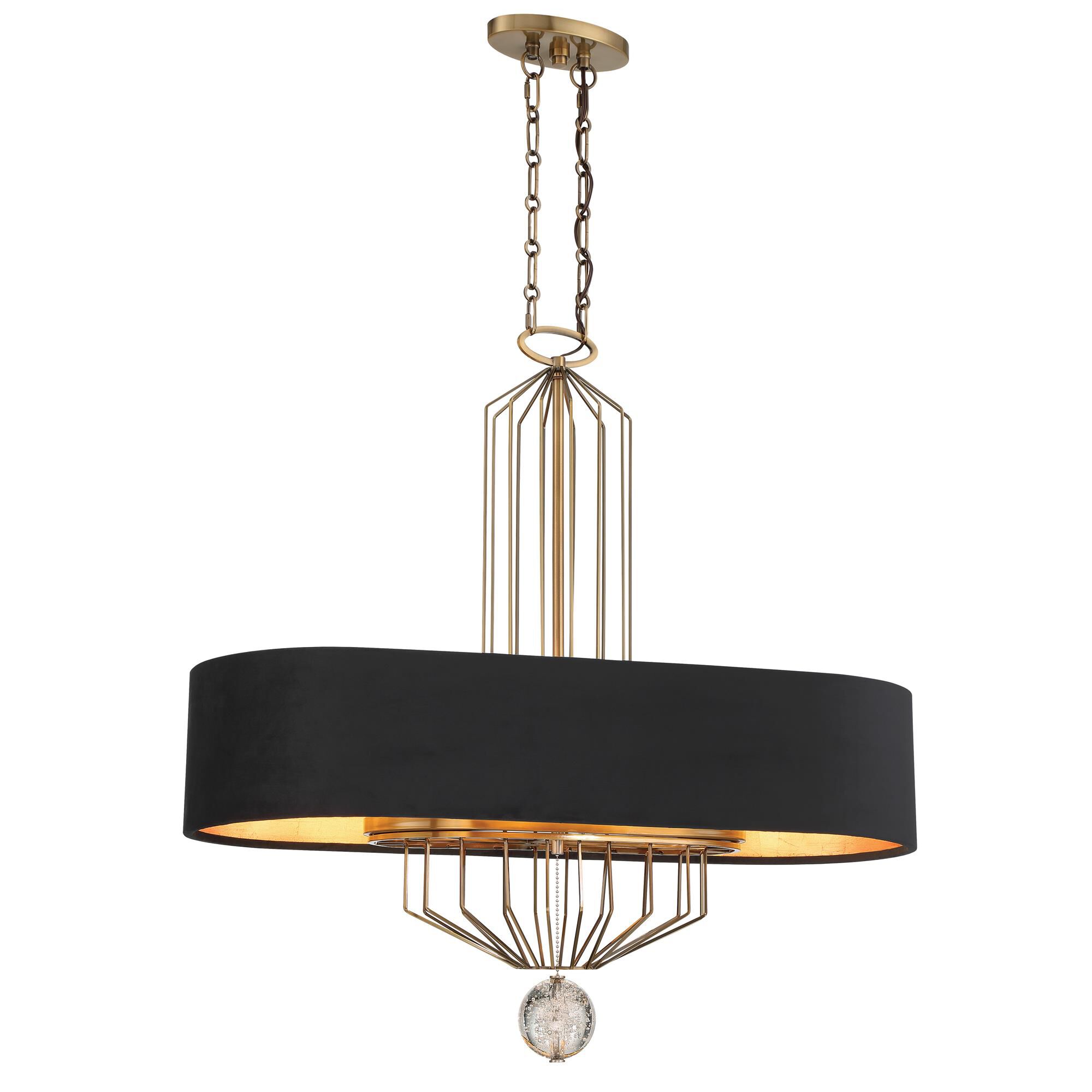 Shown in Aged Antique Brass finish and Onyx Velvet shade
