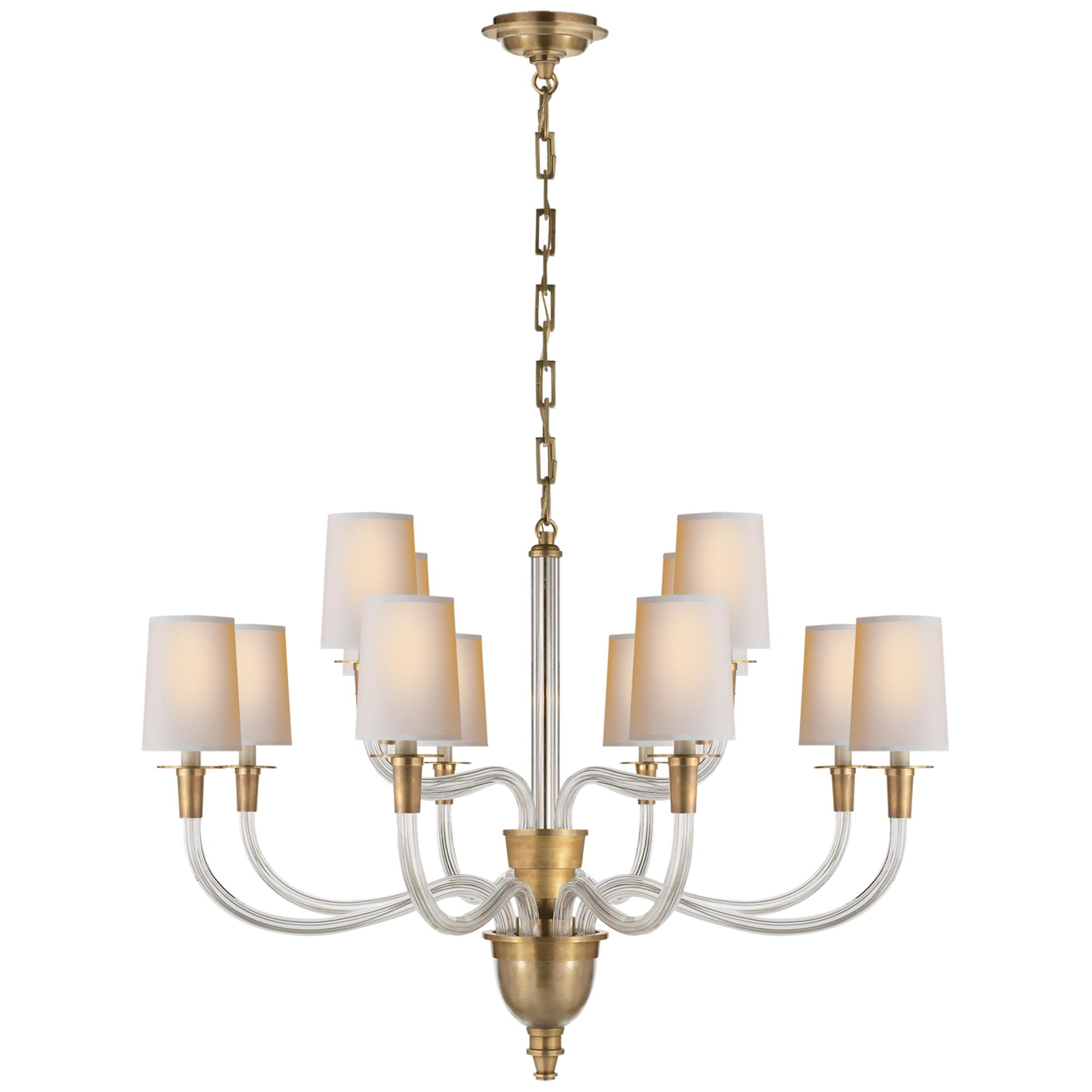 Shown in Hand-Rubbed Antique Brass finish and Natural Paper shade