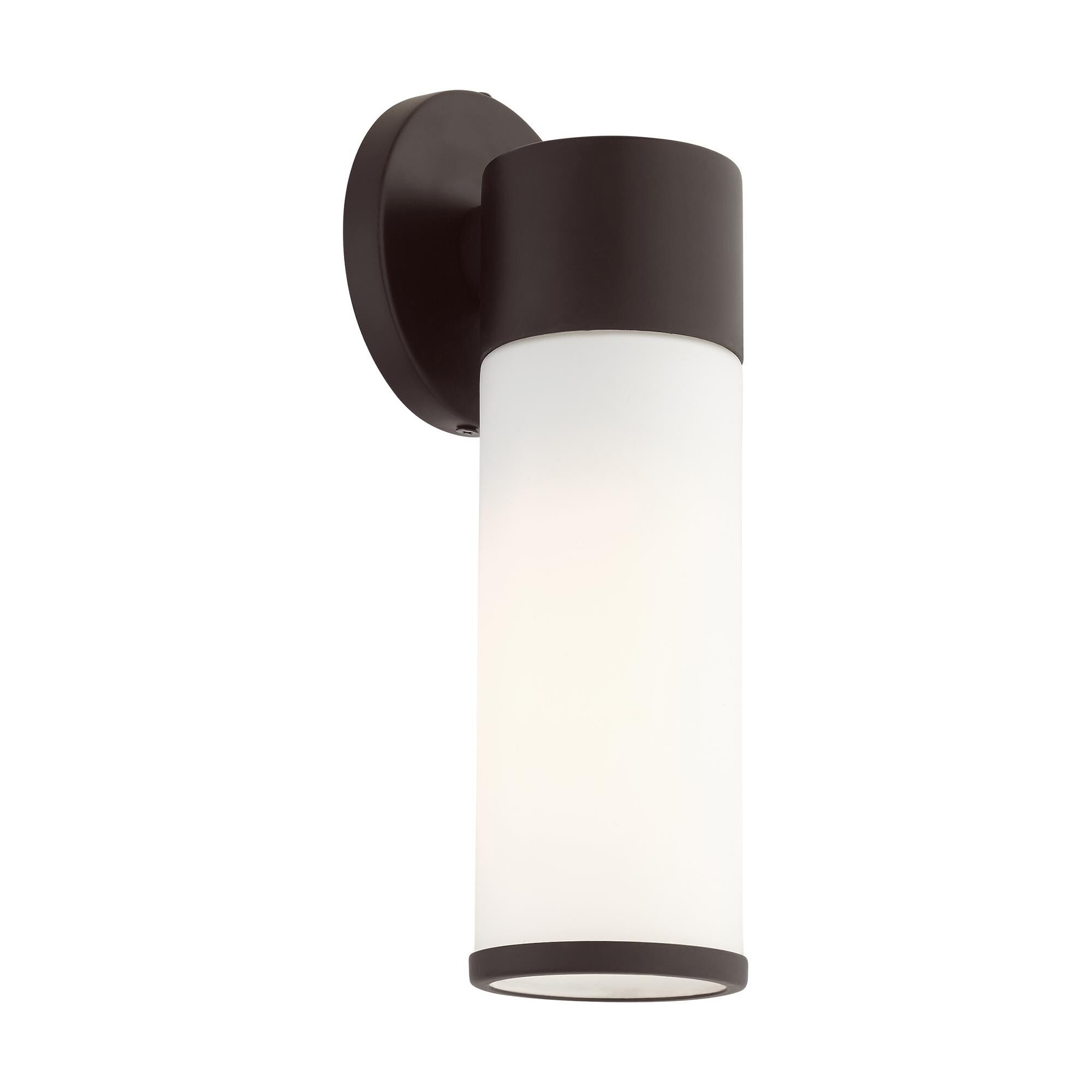 Shown in Bronze finish and Satin Opal White glass