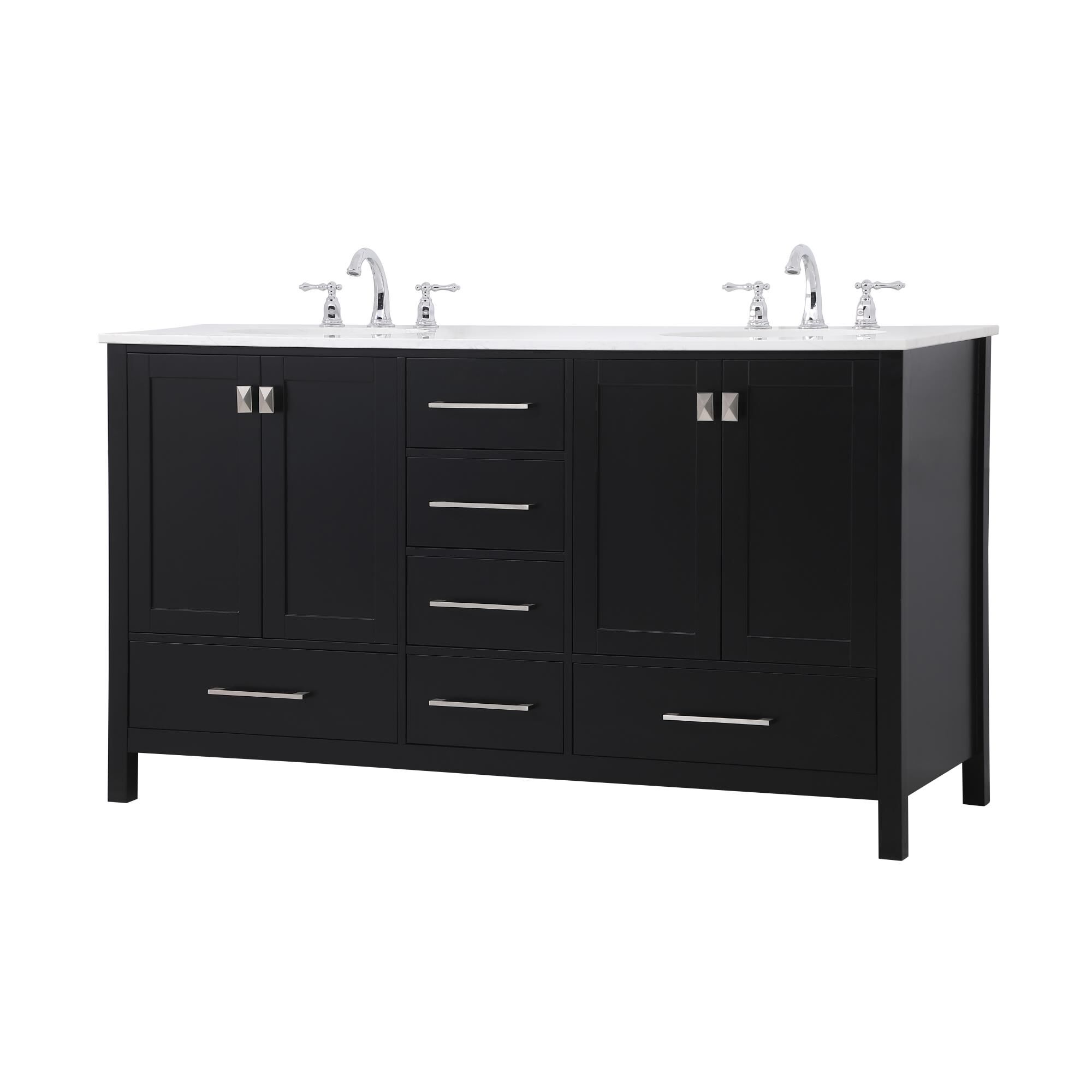 Shown in Black And Brushed Nickel With Calacatta Quartz finish