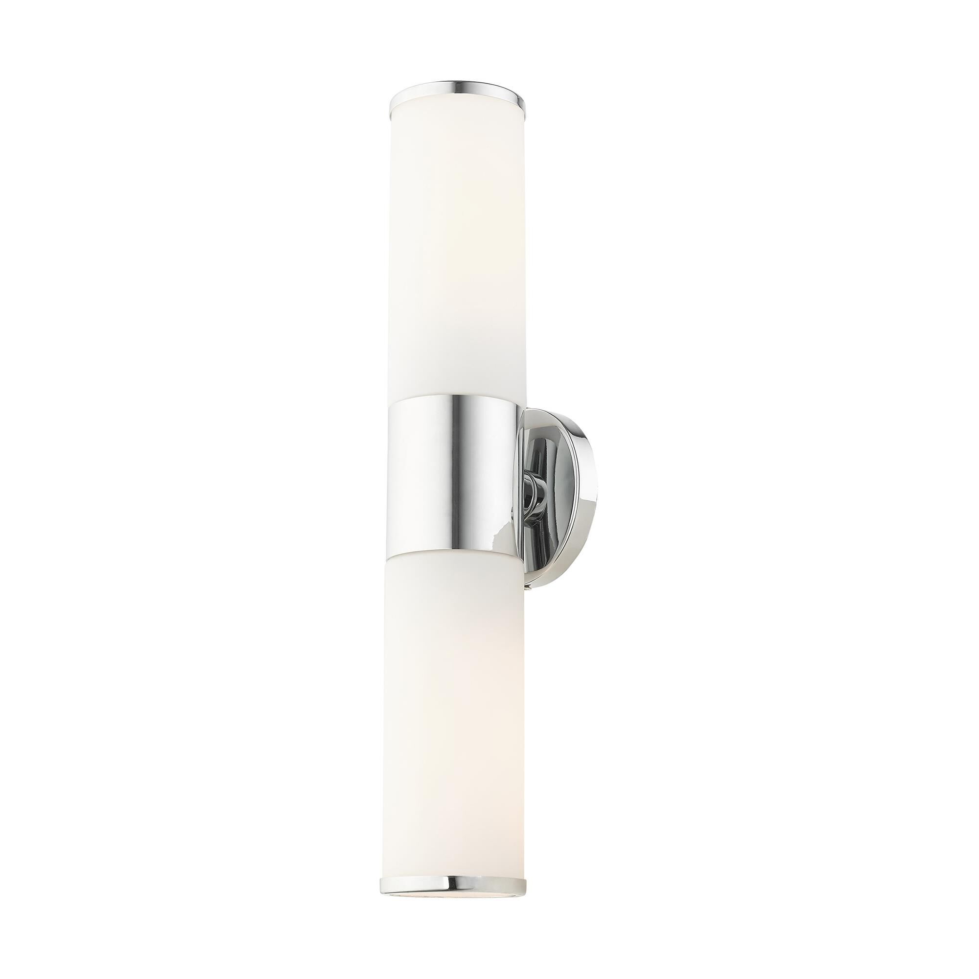 Shown in Polished Chrome finish and Satin Opal White glass