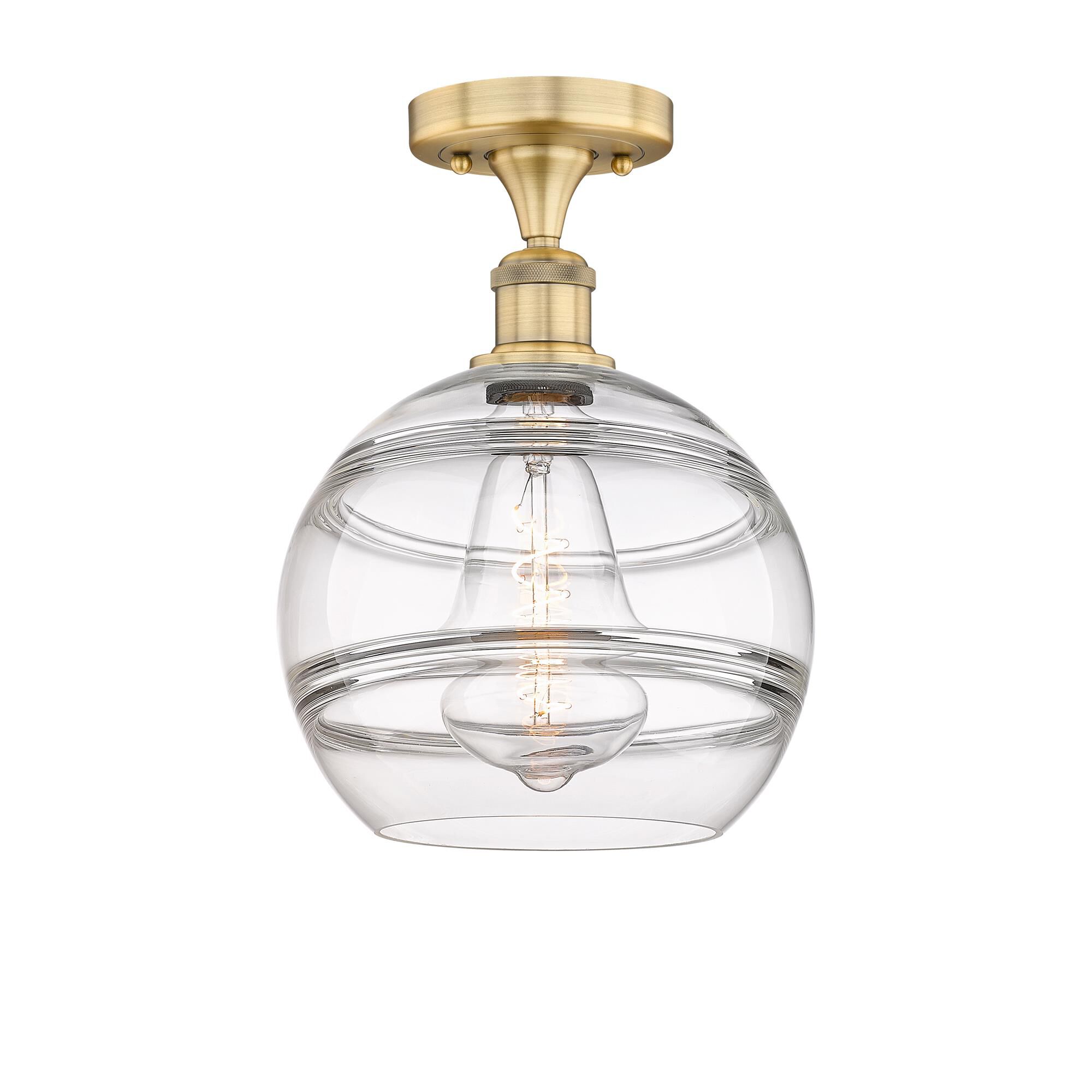 Shown in Brushed Brass finish and Clear glass