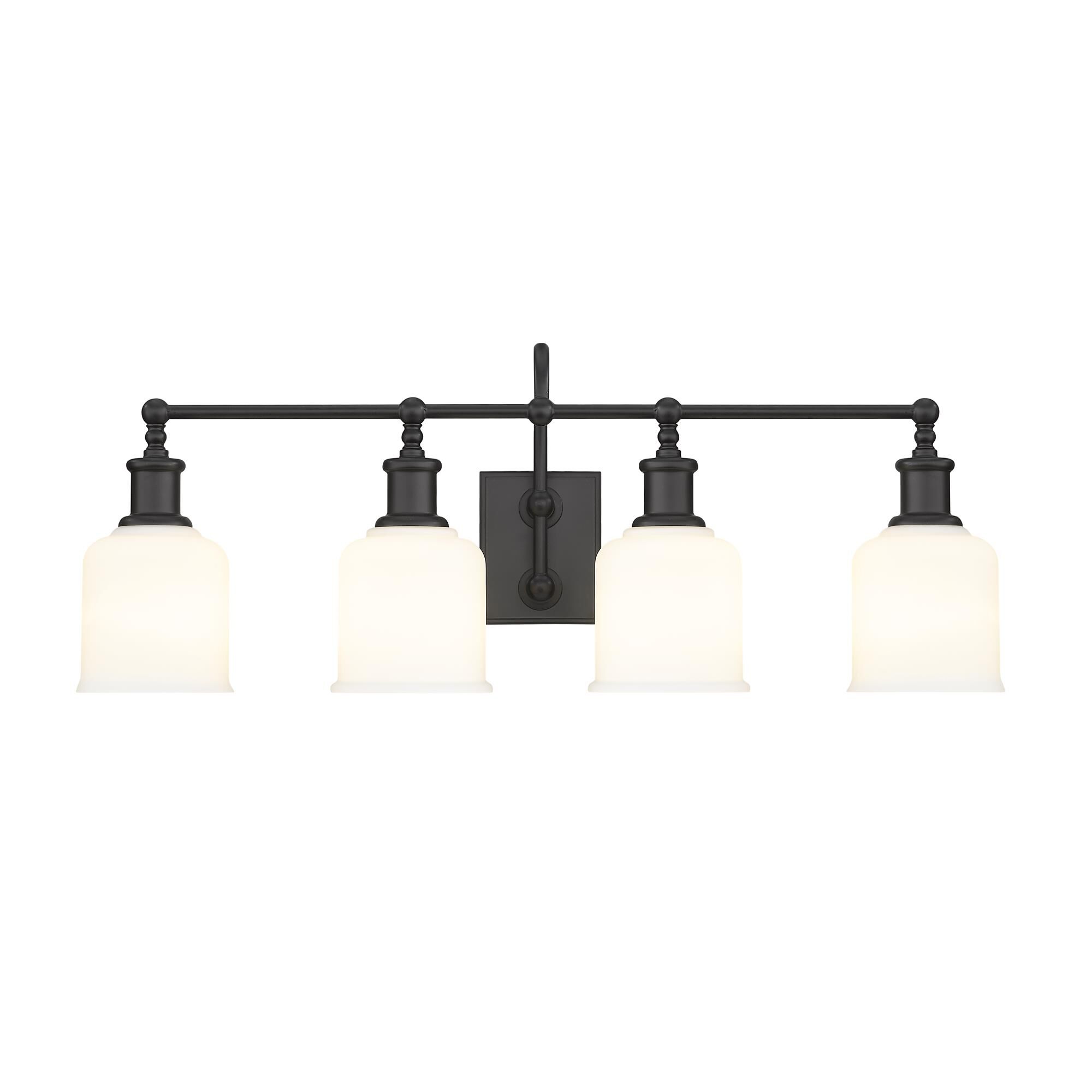 Shown in Matte Black finish and Glass shade