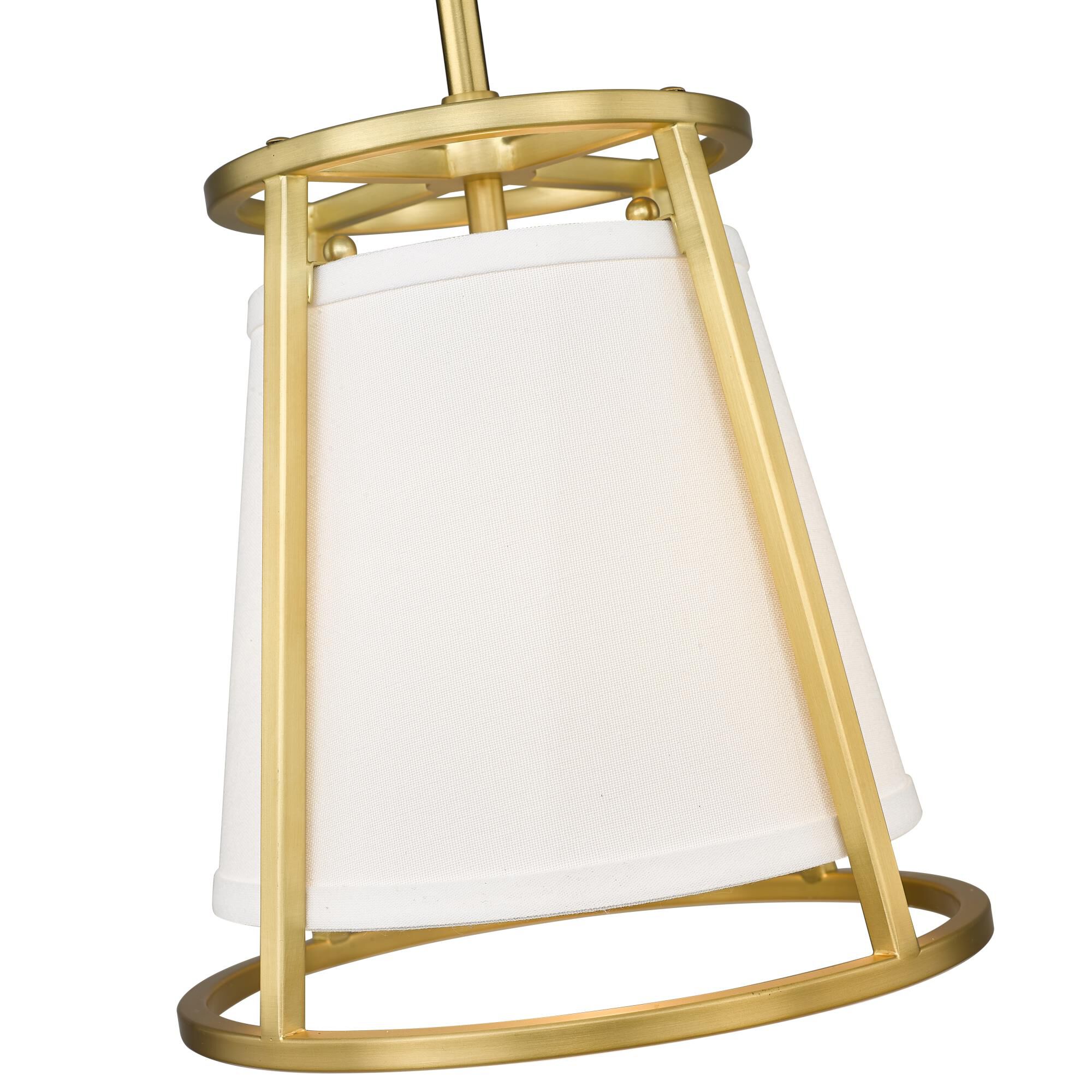 Shown in Rubbed Brass finish and White Fabric shade