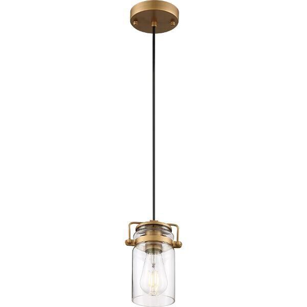 Shown in Vintage Brass finish and Clear glass