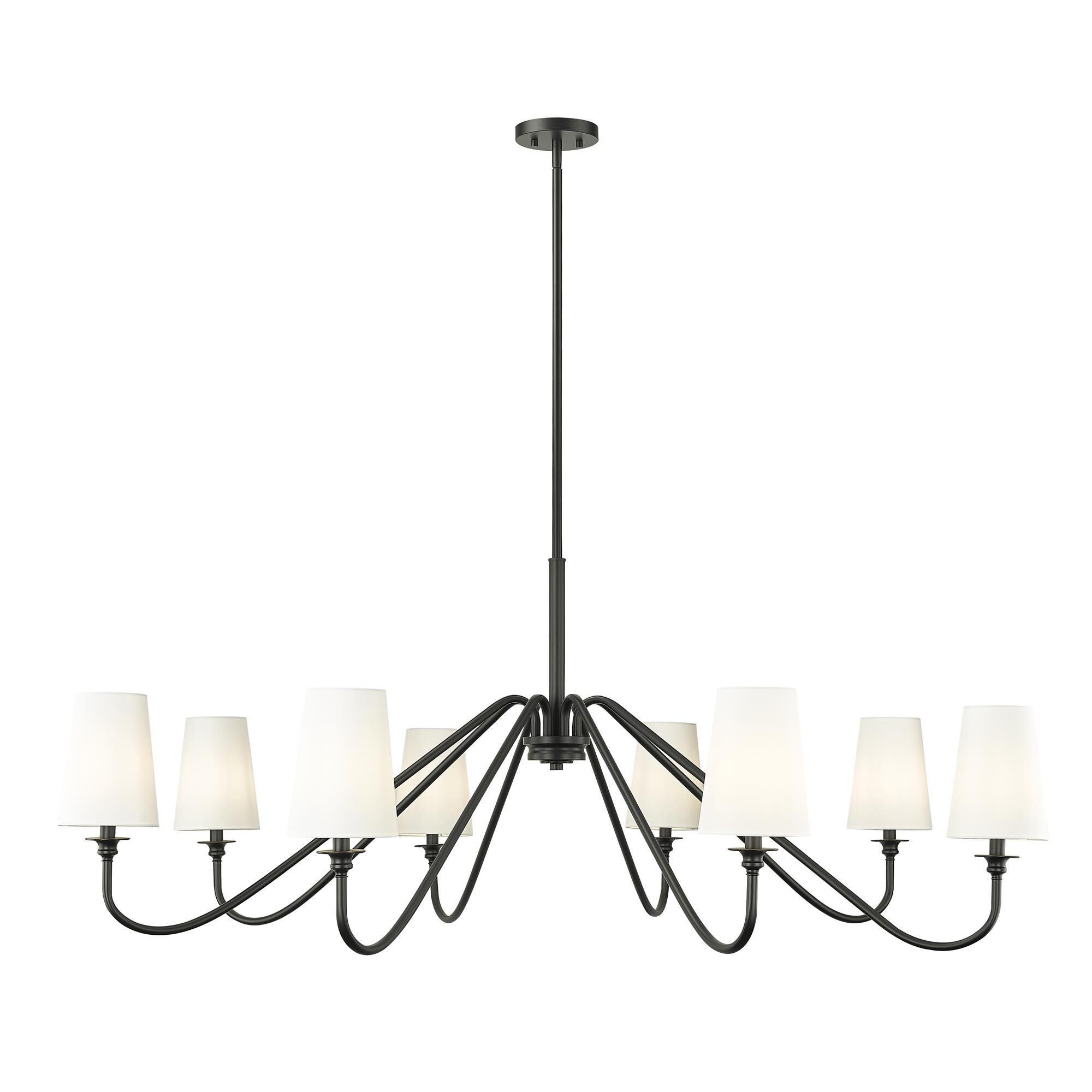 Shown in Matte Black finish and White glass and White shade