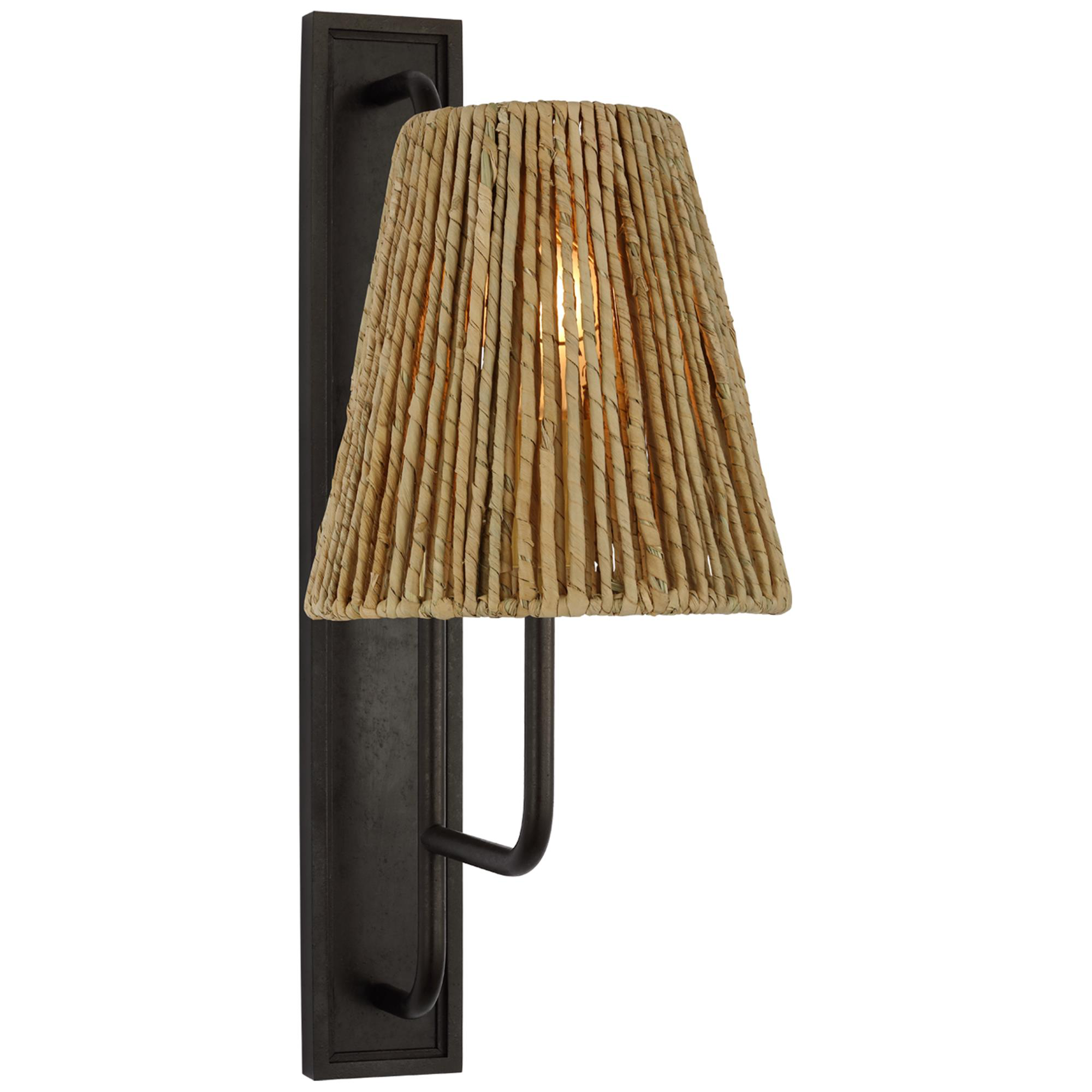 Shown in Aged Iron finish and Natural Abaca shade