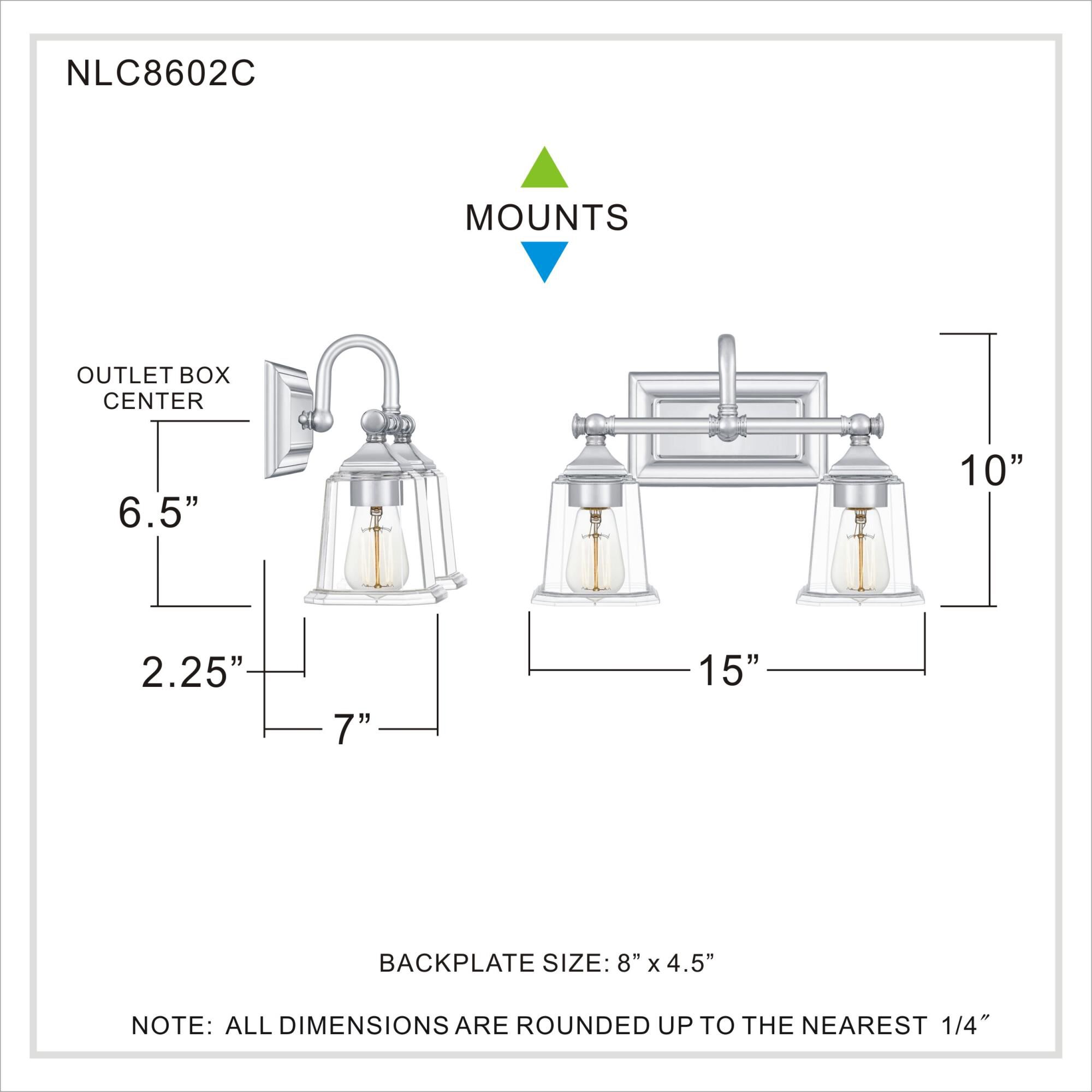 15 Inch 2 Light Bath Vanity Light by Quoizel